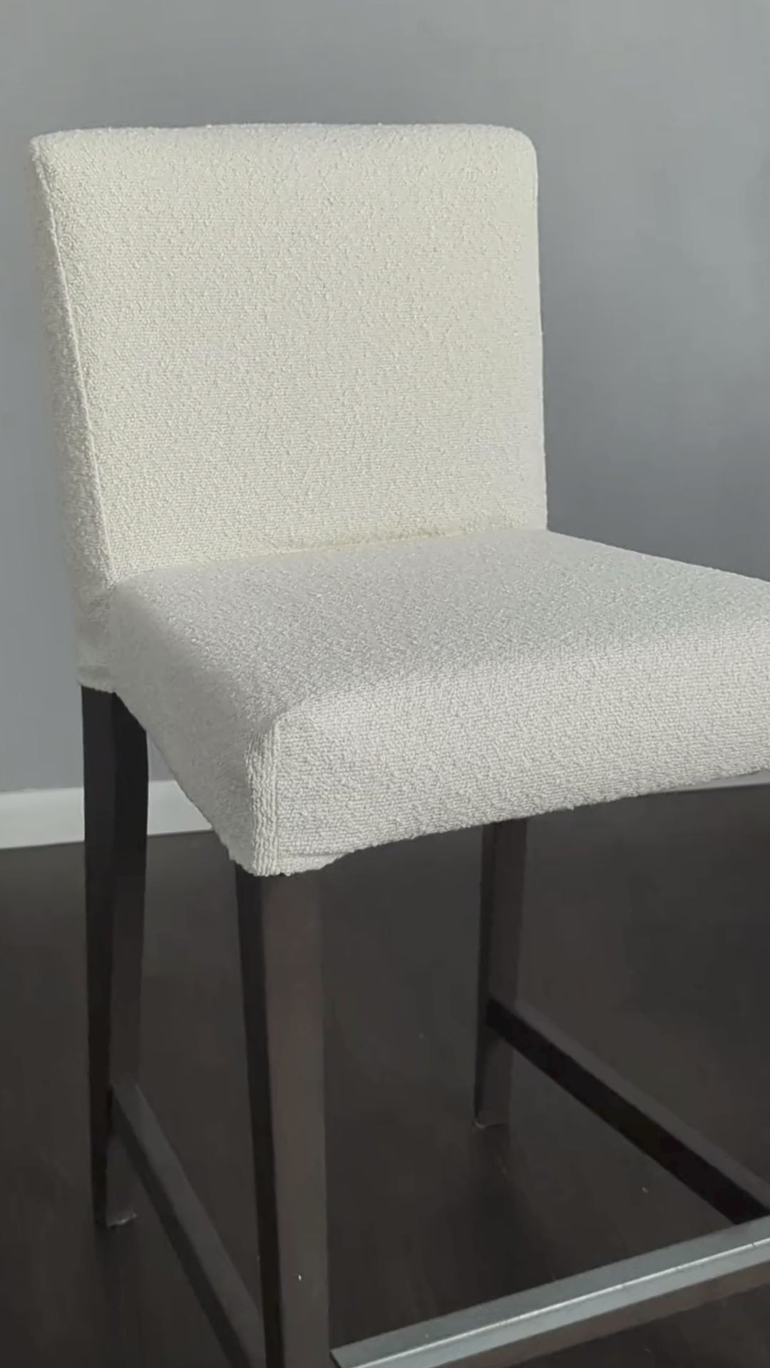 2 Pack, Boucle Natural White Shearling Barstool Covers, Compatible with IKEA Henriksdal