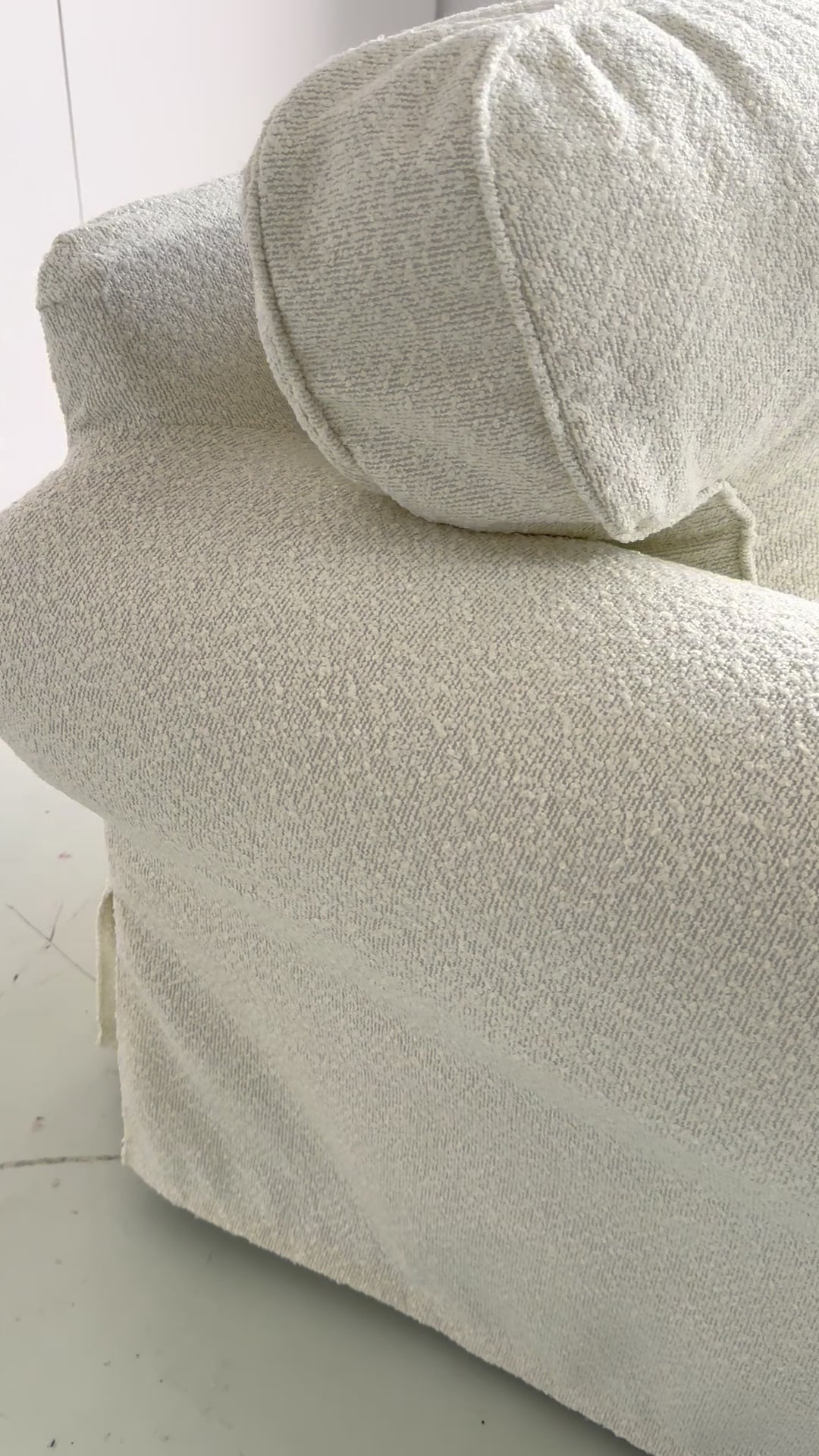 Uppland Armchair Slipcover – Natural White Bouclé, Compatible with IKEA Uppland