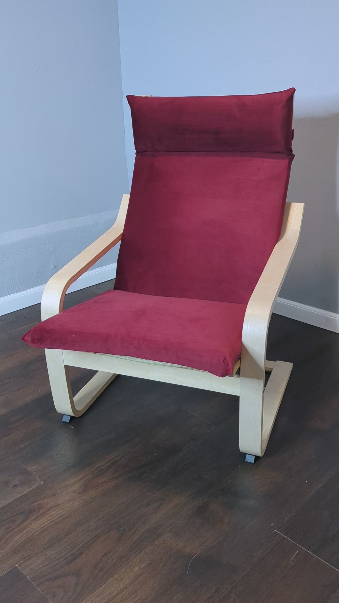 Velvet Burgundy Red Chair and Ottoman Covers, Compatible with IKEA Poang