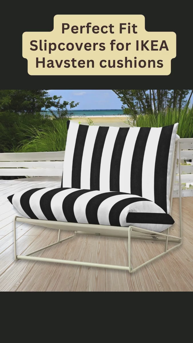 Housses d'extérieur à rayures noires et blanches, compatibles avec IKEA Havsten
