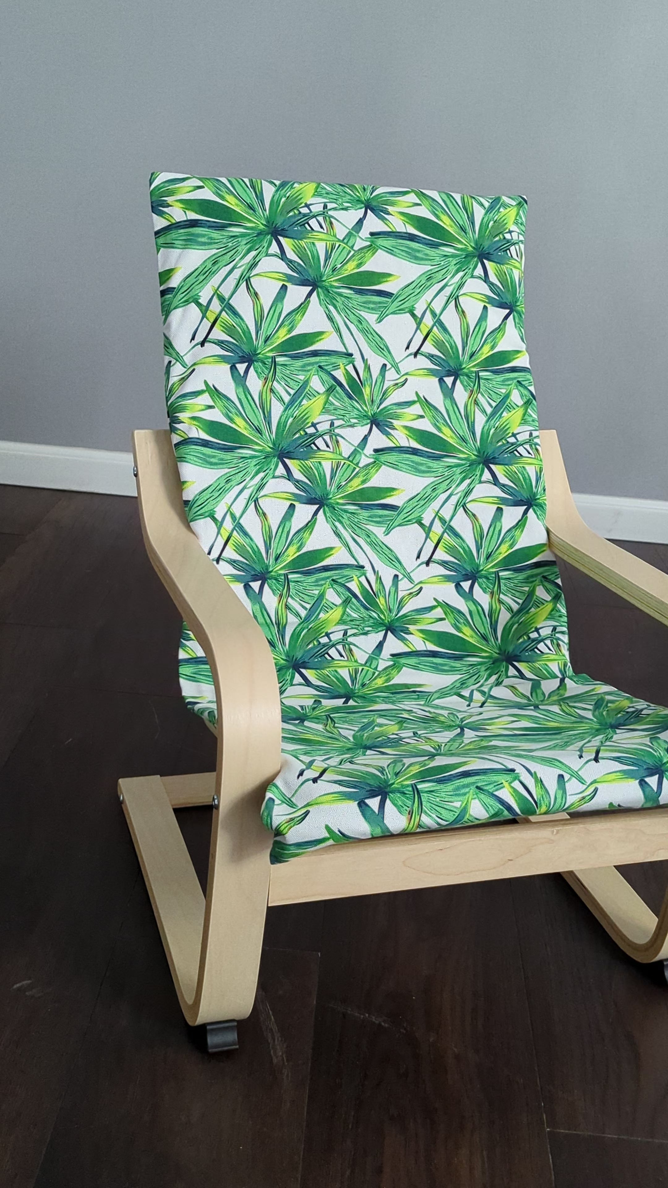 Green Palm Leaf Cushion Cover, Compatible with IKEA Children's Poang