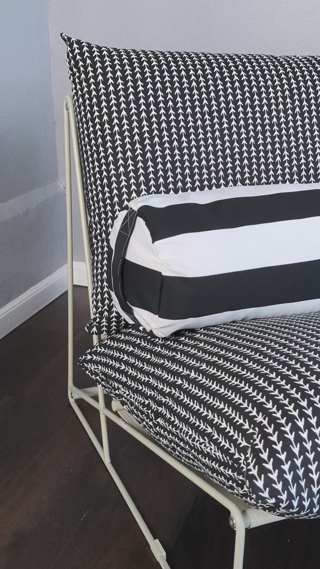 Black & White Stripe Outdoor Bolster Pillow Covers (Pair) for IKEA Blaskata & Vankrets – With Side Handles | Weather-Resistant Slipcovers