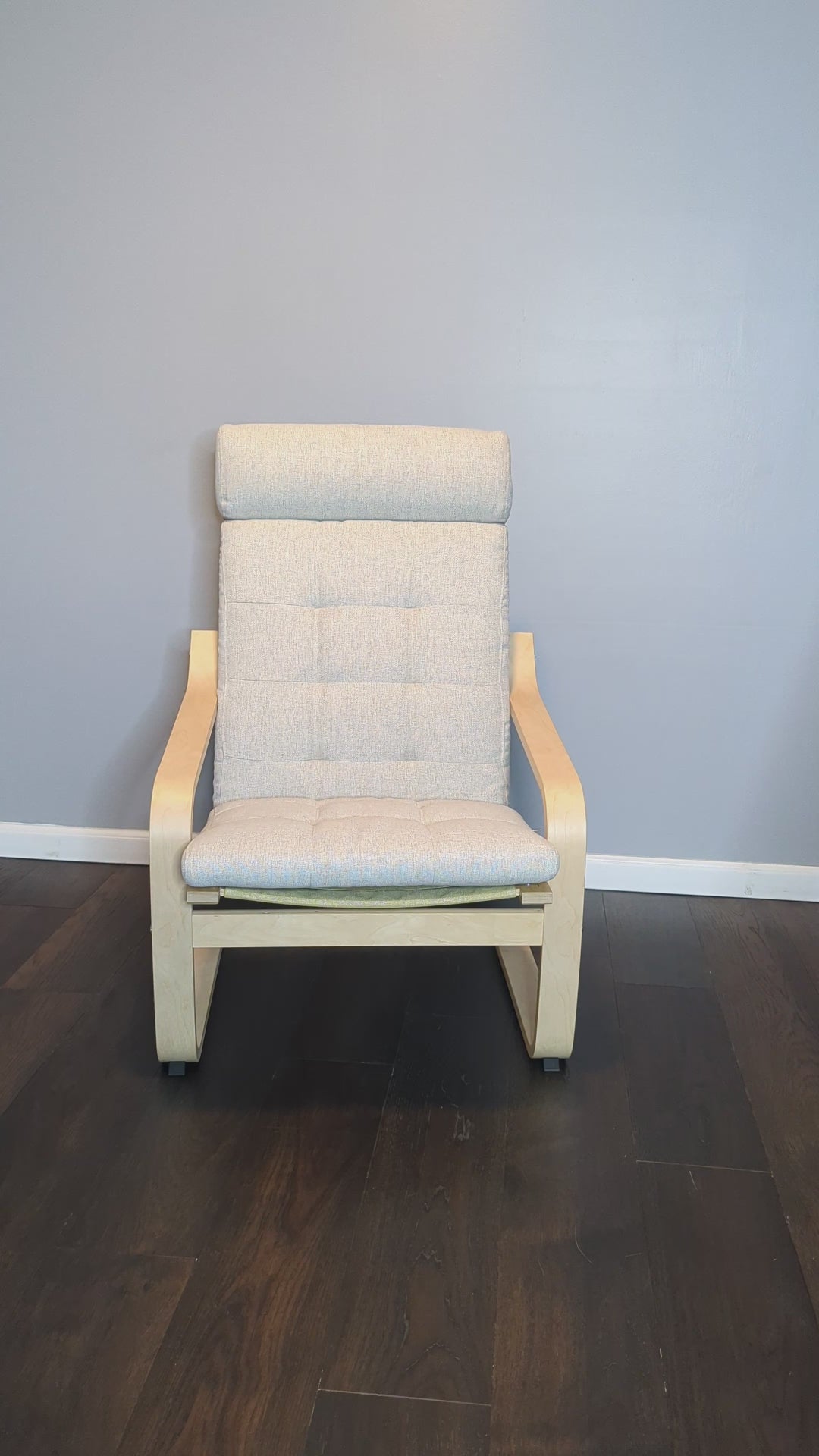 Beige European Linen Chair and Footstool Slip Covers, Compatible with IKEA Poang