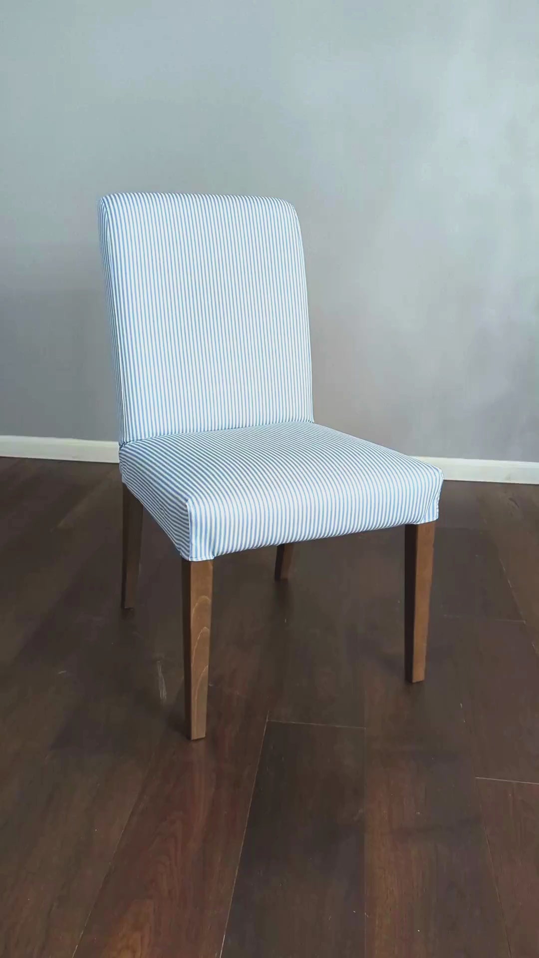 2 Pack, Blue Ticking Stripe Dining Chair Covers, Compatible with IKEA Henriksdal