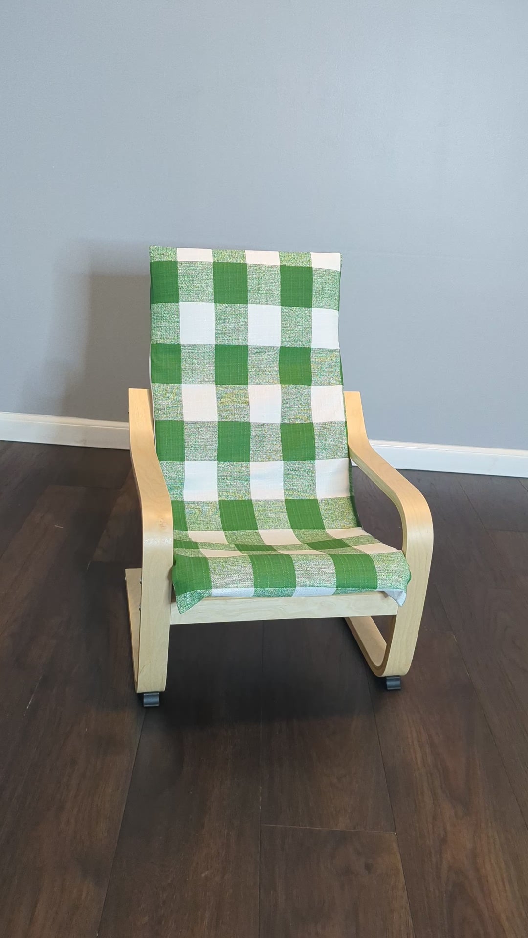 Green Check Cushion Cover, Compatible with IKEA Children's Poang