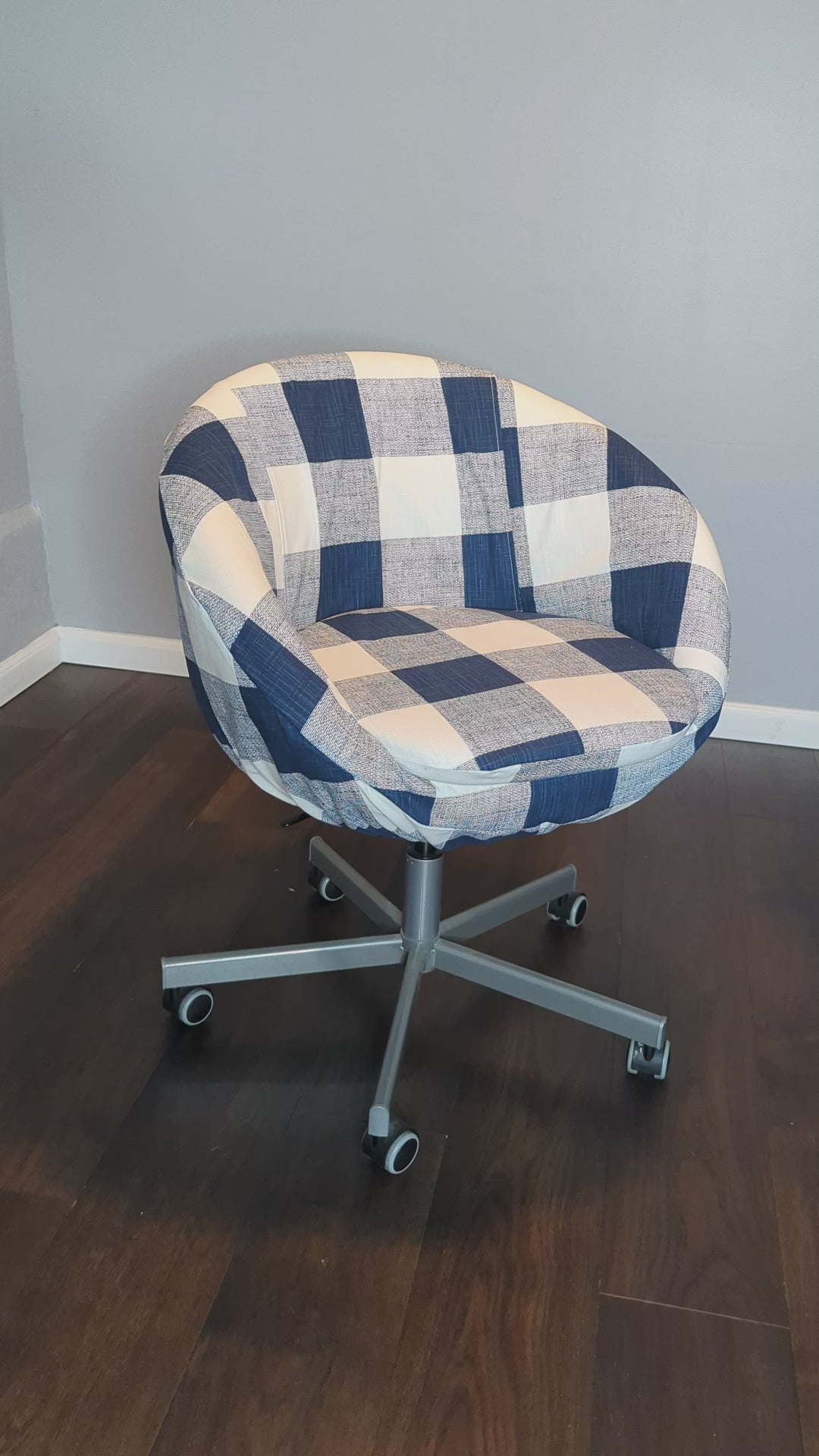 Housse de protection à carreaux bleu marine, compatible avec IKEA SKRUVSTA