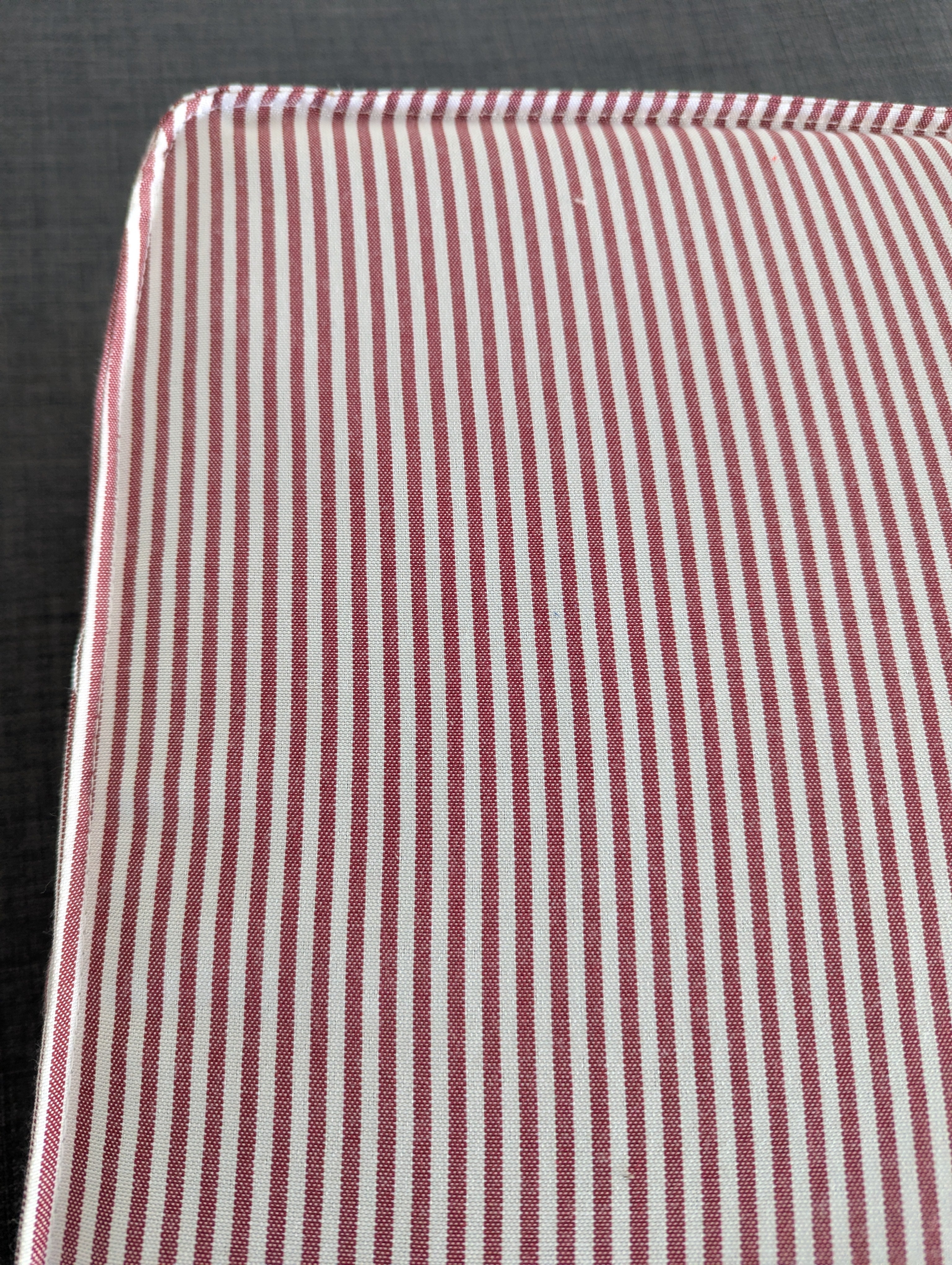 Uppland Terracotta Red Ticking Stripe fabric closeup 4