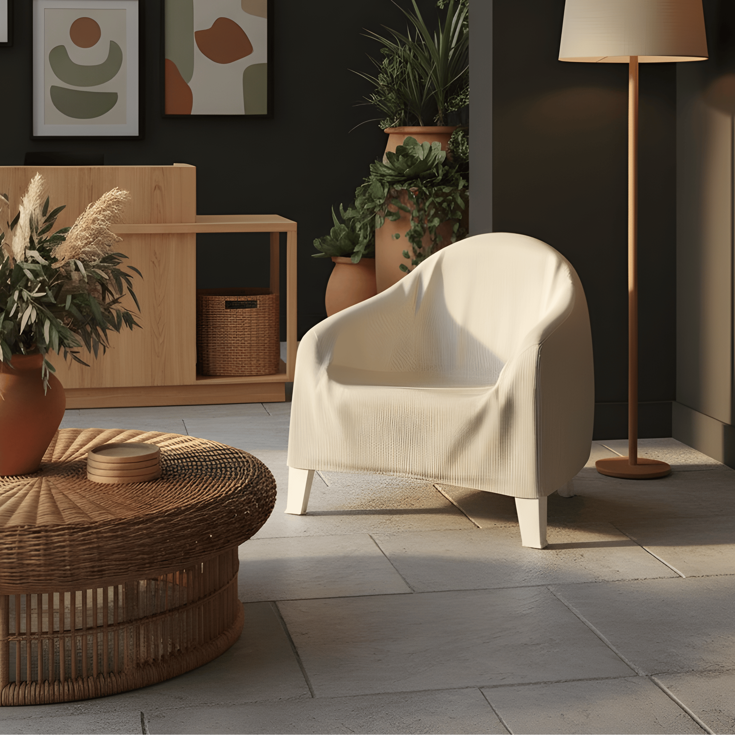 Rockin Cushions Beige Stripe Slipcover for IKEA Skarpo Chair – Custom-Fit Outdoor Seat Cover