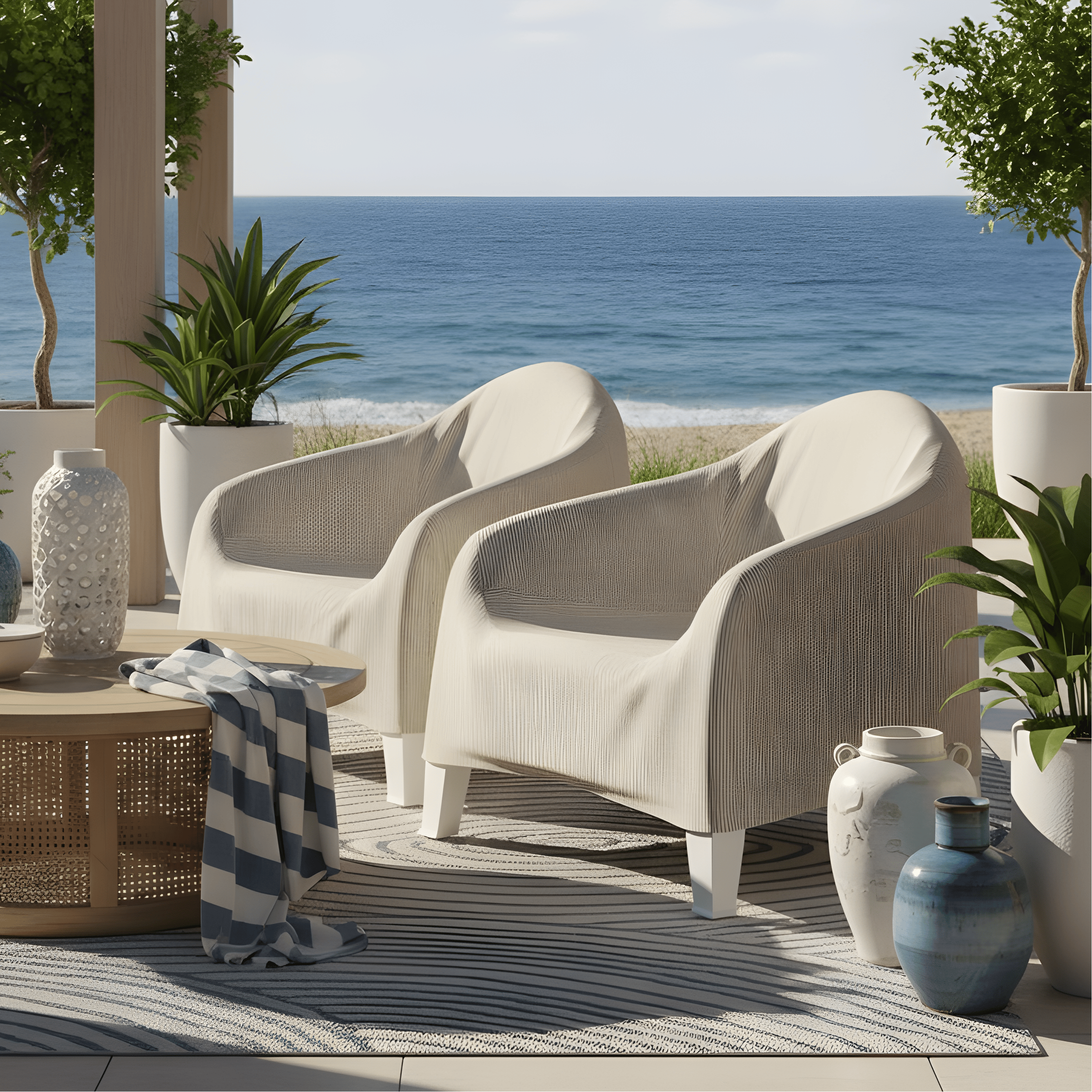 Rockin Cushions Custom Beige Stripe Outdoor Cushion Slipcover – Design Your Own