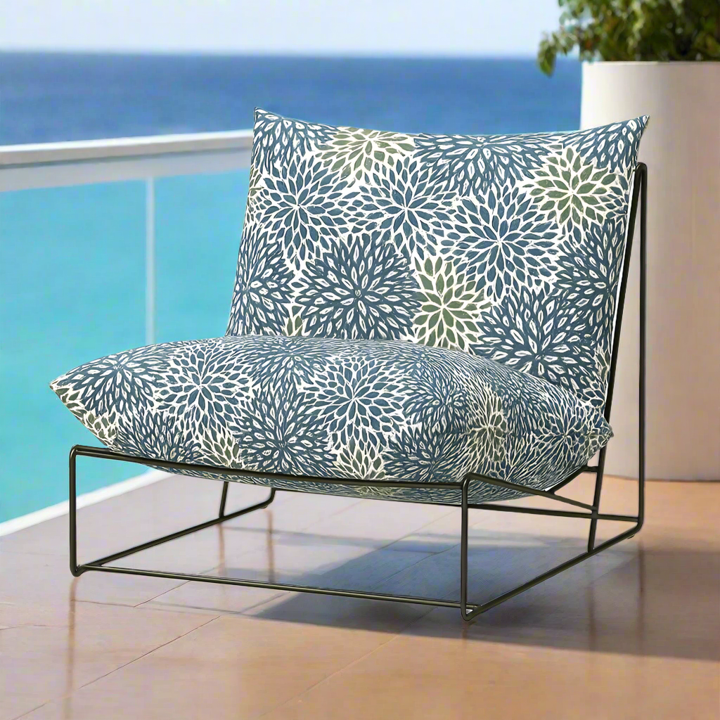 Rockin Cushions Custom Blue Blooms Outdoor Cushion Slipcover – Design Your Own