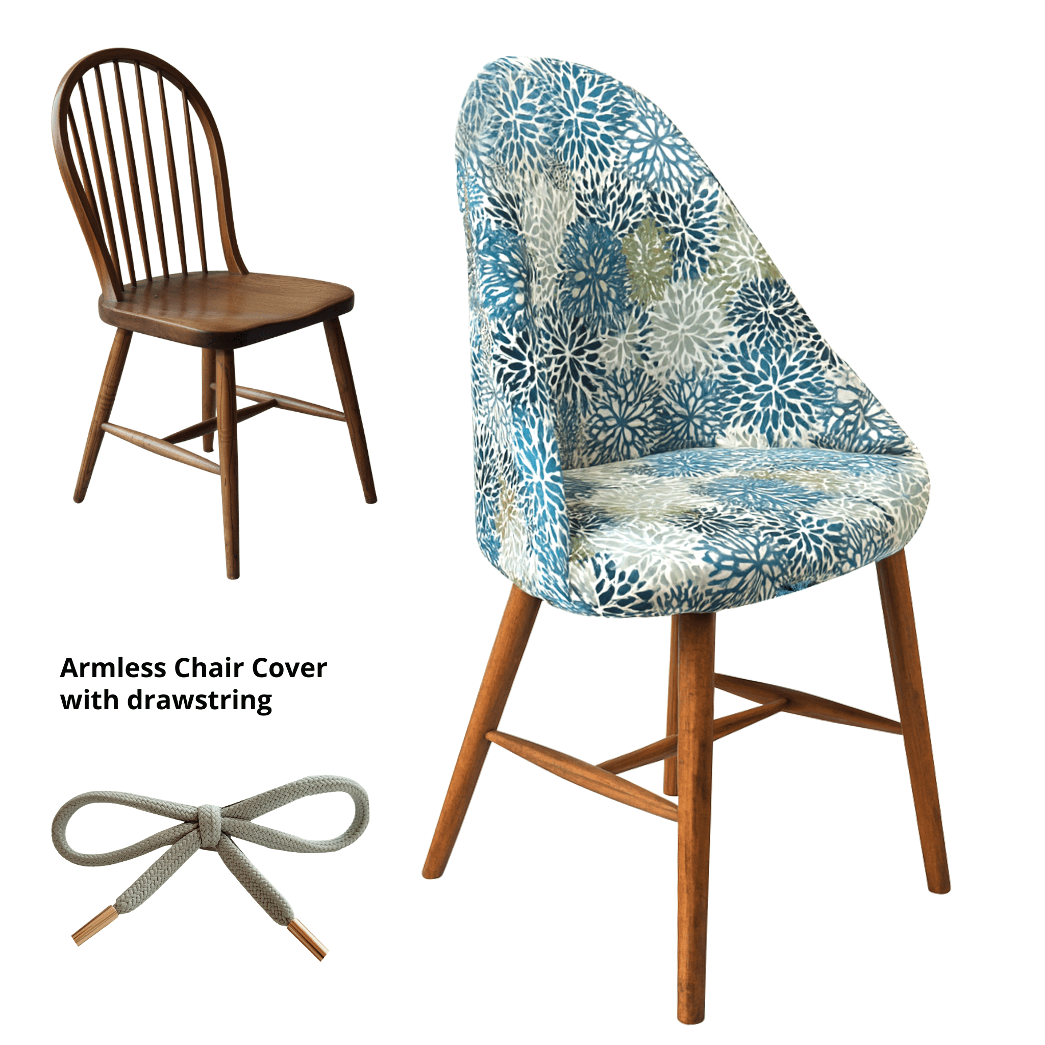 Rockin Cushions Custom Blue Blooms Outdoor Cushion Slipcover – Design Your Own