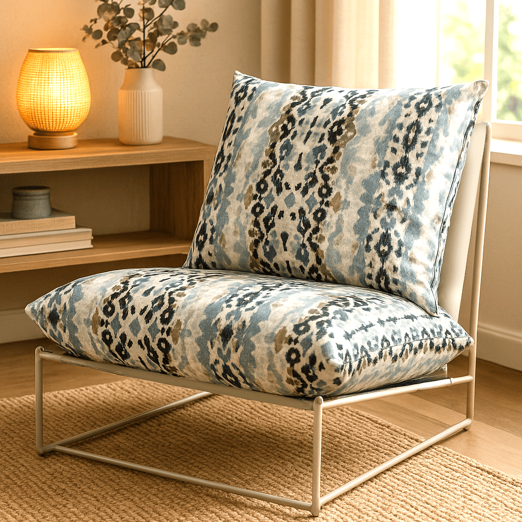 Rockin Cushions Custom Blue/Grey Ikat Watercolor Outdoor Cushion Slipcover – Design Your Own IKEA Cover