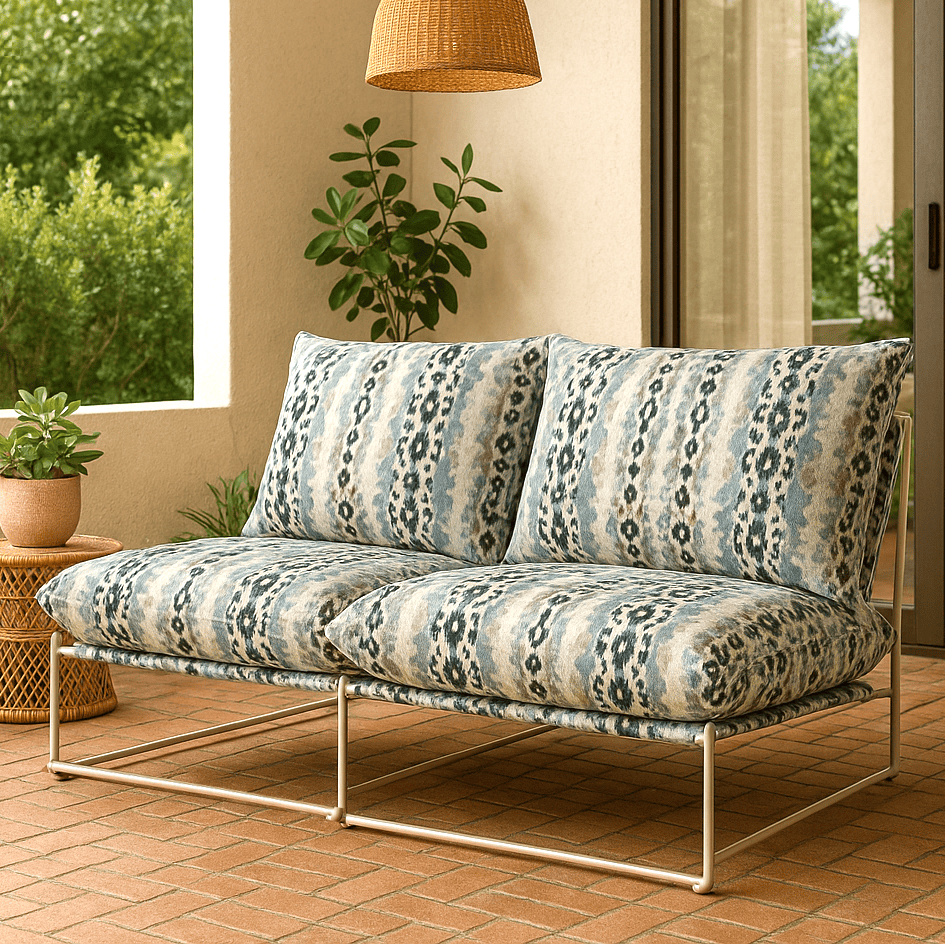 Rockin Cushions Custom Blue/Grey Ikat Watercolor Outdoor Cushion Slipcover – Design Your Own IKEA Cover