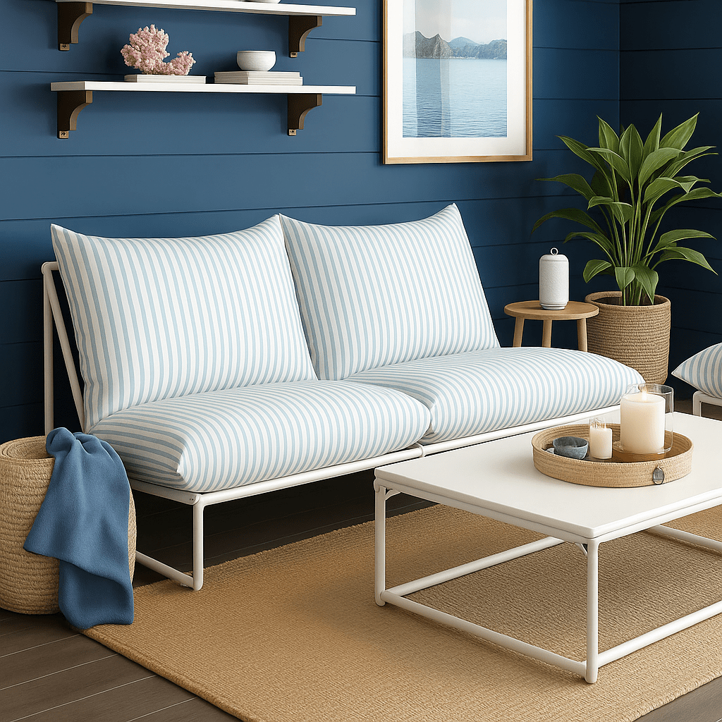 Rockin Cushions Custom Blue Stripe Outdoor Cushion Slipcover – Design Your Own