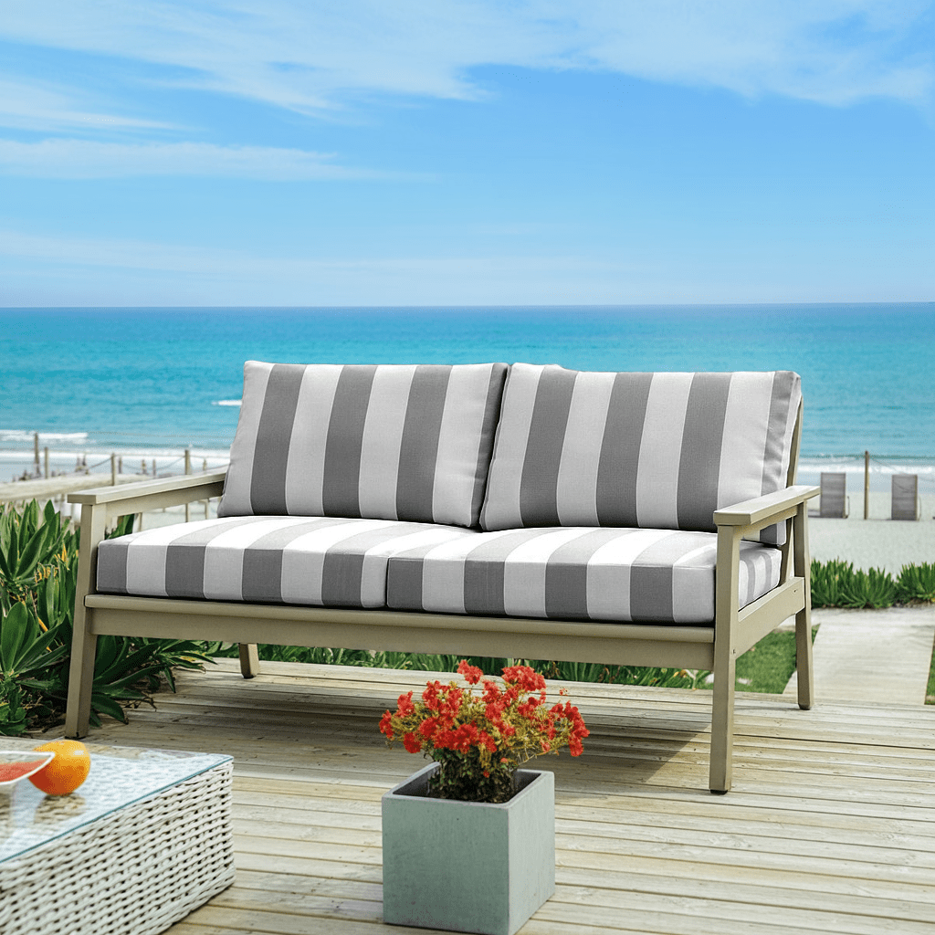 Rockin Cushions Custom Gray and White Stripe Outdoor Cushion Slipcover – Design Your Own