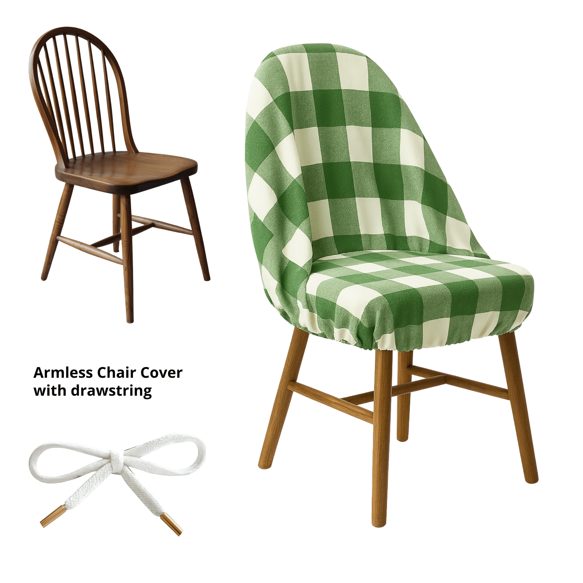 Rockin Cushions Custom Green Check Outdoor Cushion Slipcover – Design Your Own