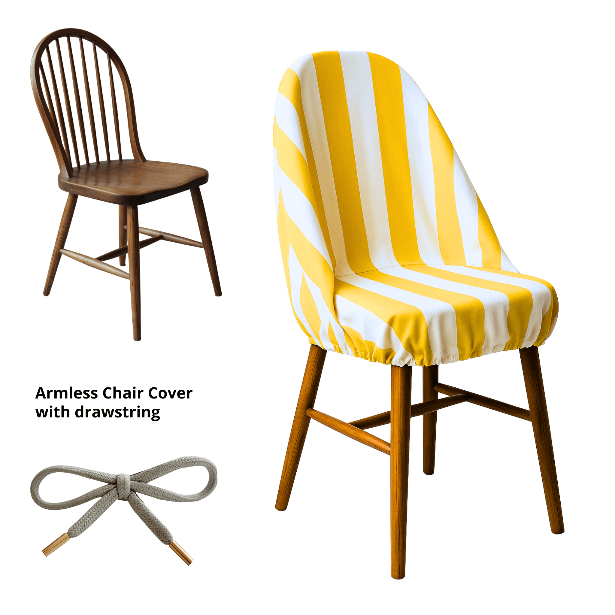 Rockin Cushions Custom Yellow and White Stripe Outdoor Cushion Slipcover – Design Your Own