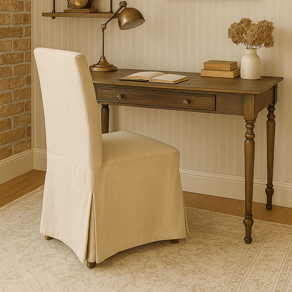 Rockin Cushions Dining_Chair_Cover Beige Linen Floor-Length Slipcover Compatible with IKEA Henriksdal Chair – Elegant Dining Room Upgrade