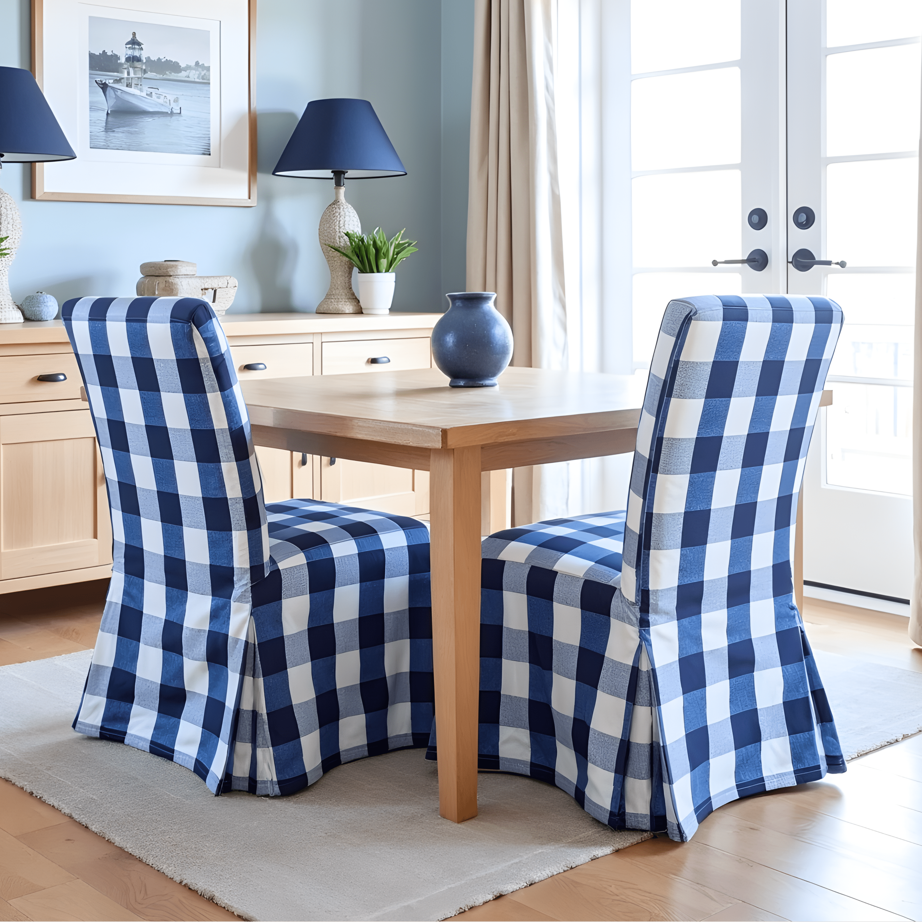 Rockin Cushions Dining_Chair_Cover Bulk Wholesale Clearance Lot — 50 IKEA Henriksdal Floor-Length Dining Chair Covers (Buffalo Check Mix)