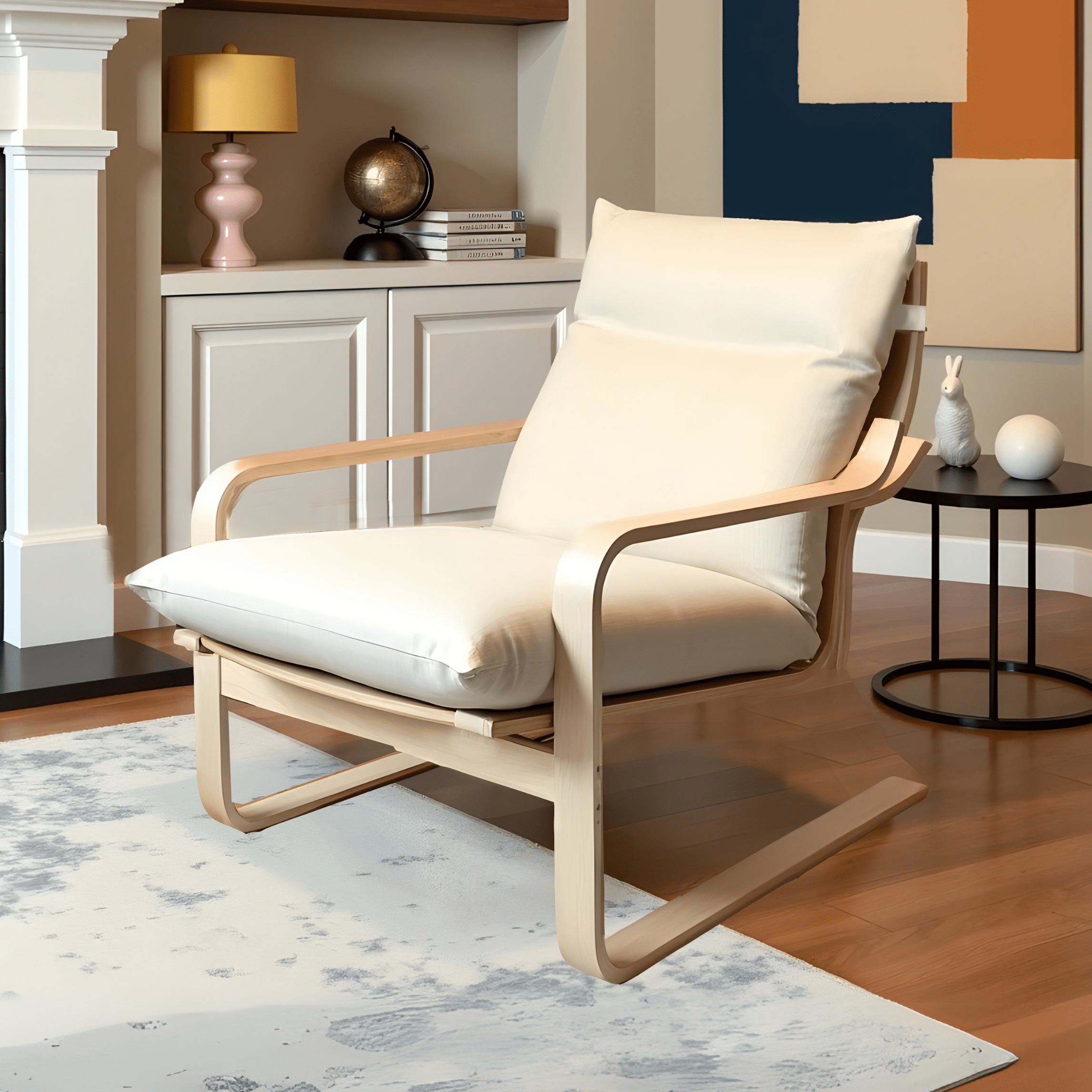 Rockin Cushions IKEA Adult Poang Beige European Linen Chair and Footstool Slip Covers, Compatible with IKEA Poang