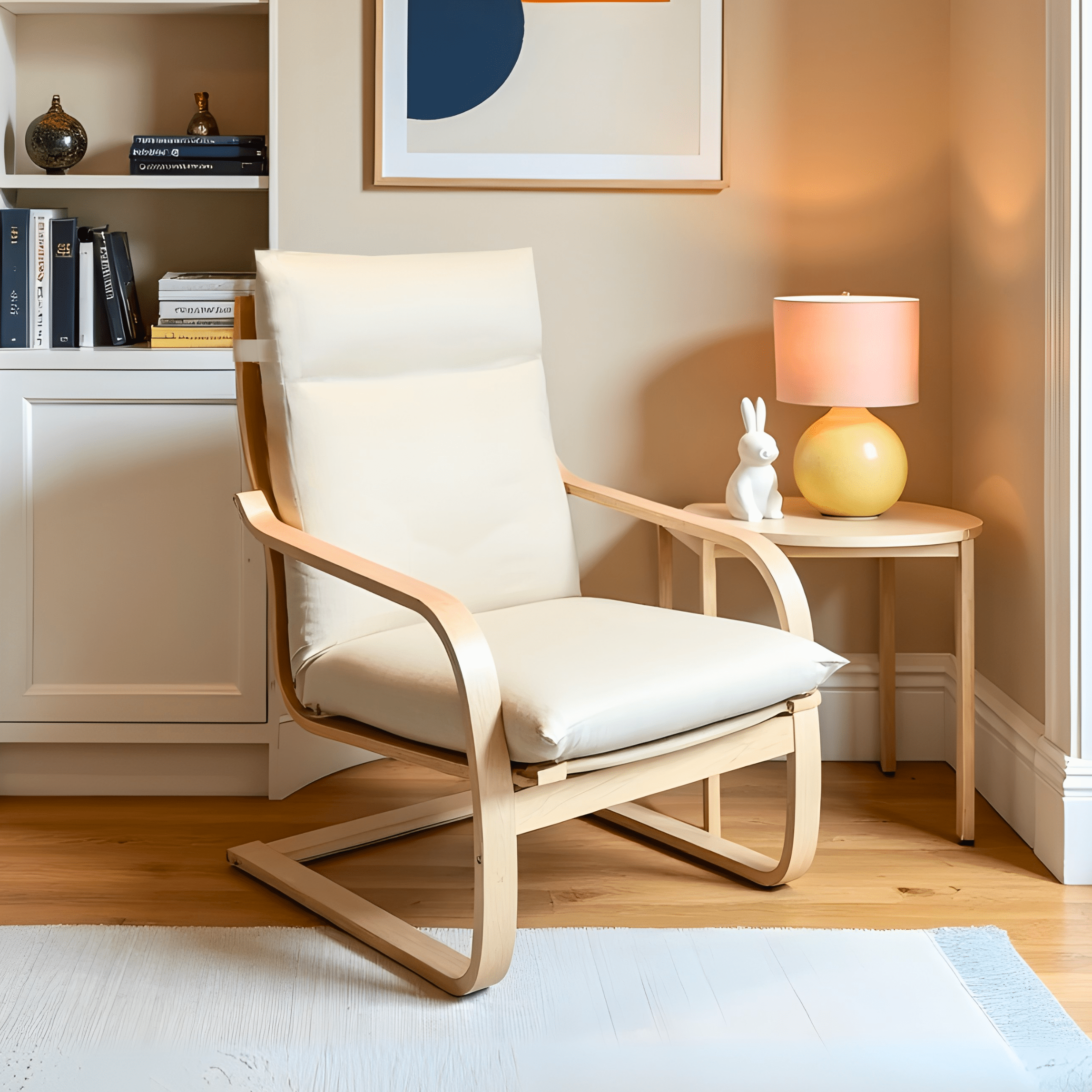 Rockin Cushions IKEA Adult Poang Beige European Linen Chair and Footstool Slip Covers, Compatible with IKEA Poang