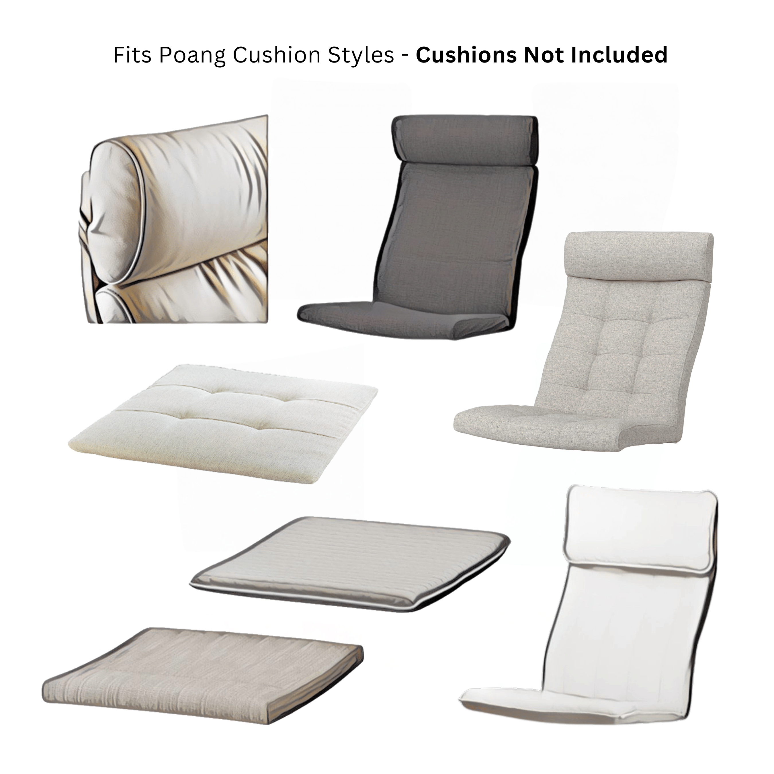 Rockin Cushions IKEA Adult Poang Beige European Linen Chair and Footstool Slip Covers, Compatible with IKEA Poang
