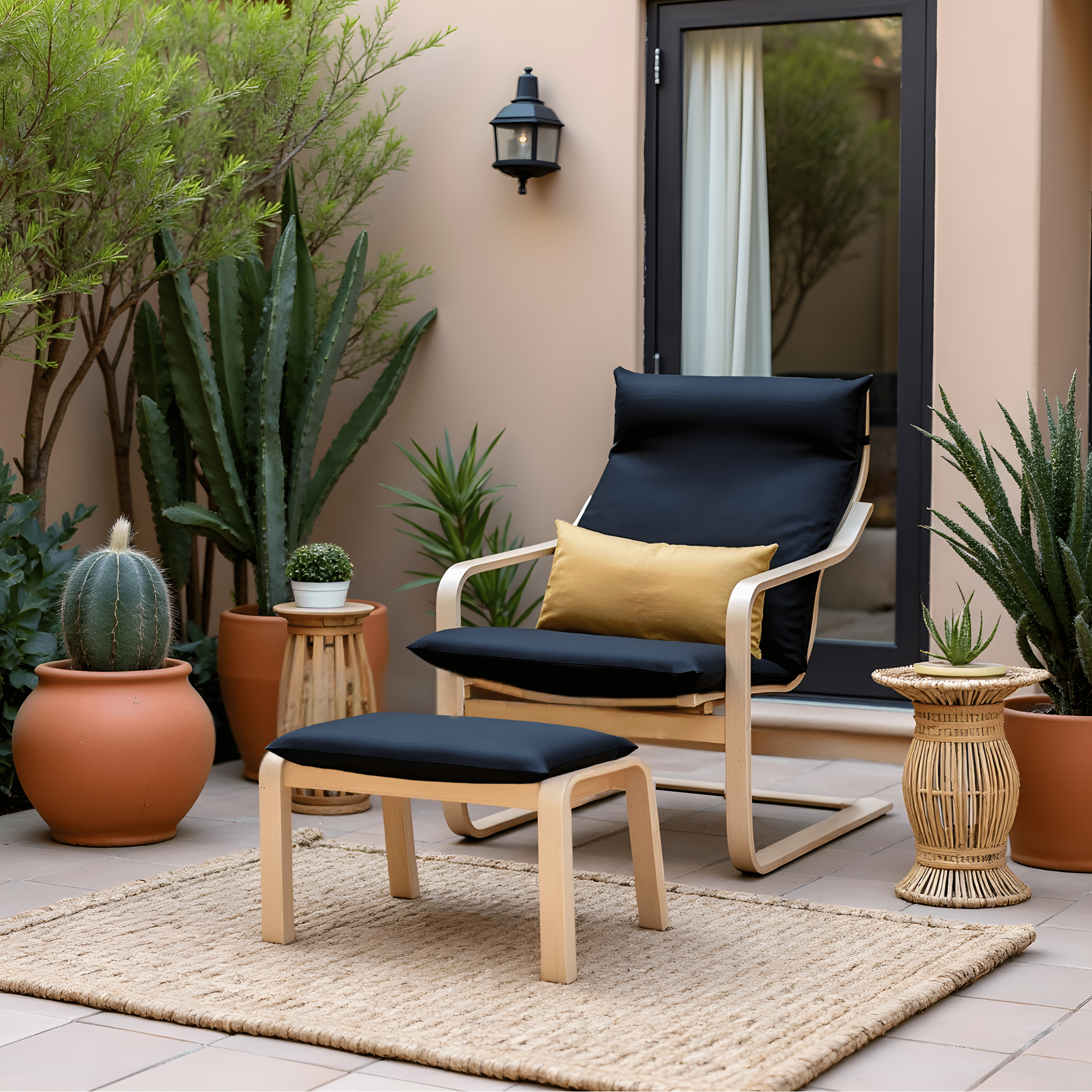 Rockin Cushions IKEA Adult Poang Black European Linen Chair and Footstool Slip Covers, Compatible with IKEA Poang