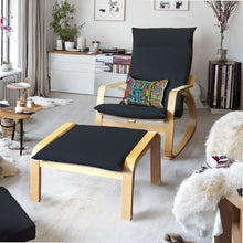 Load image into Gallery viewer, Rockin Cushions IKEA Adult Poang Black European Linen IKEA POANG Chair and Footstool Slip Cover