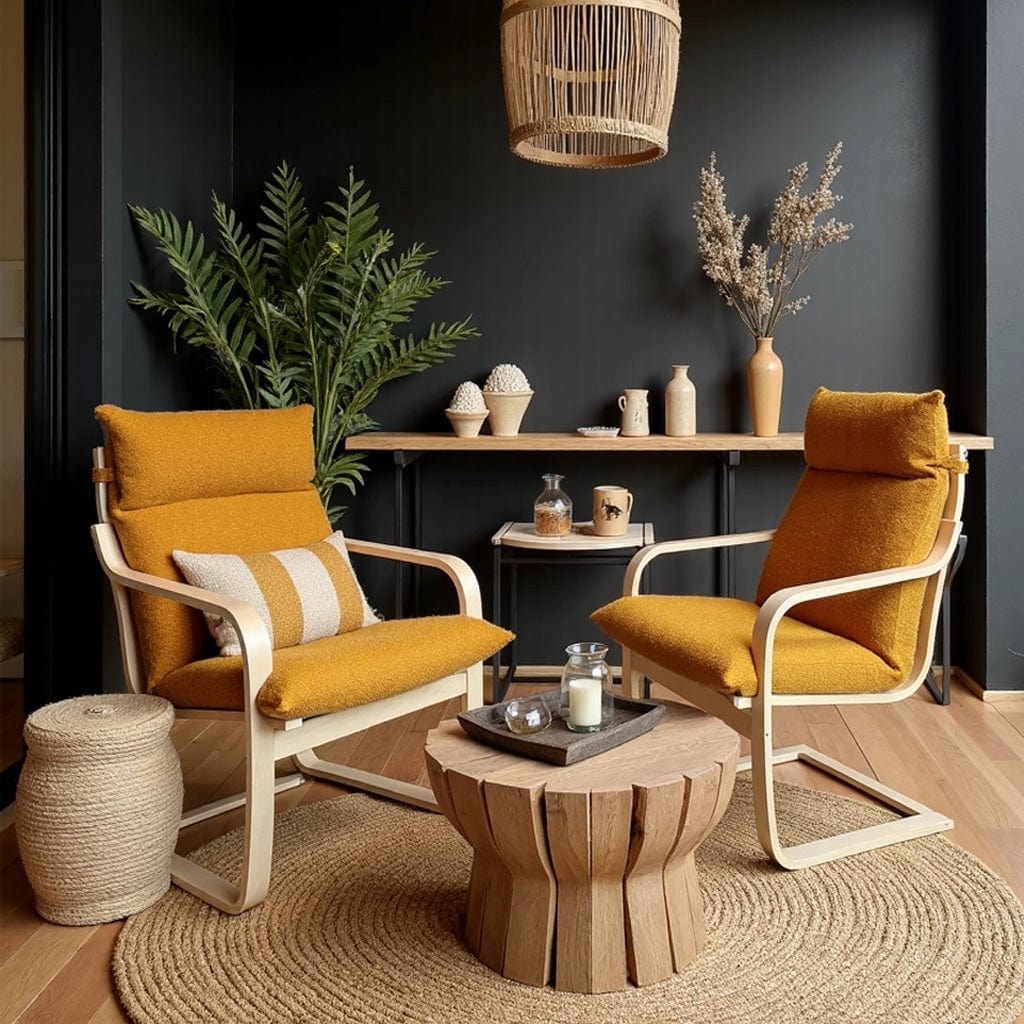 Rockin Cushions IKEA Adult Poang Boucle Sherpa Cinnamon Chair and Footstool Covers, Compatible with IKEA Poang