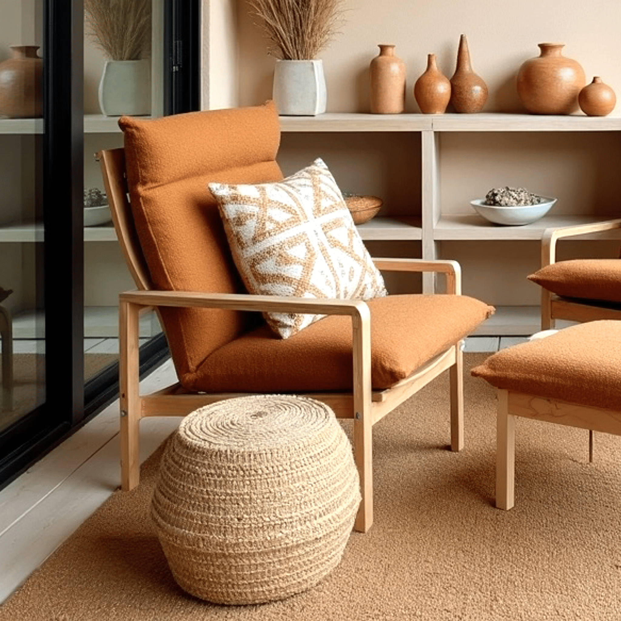 Rockin Cushions IKEA Adult Poang Boucle Sherpa Cinnamon Chair and Footstool Covers, Compatible with IKEA Poang