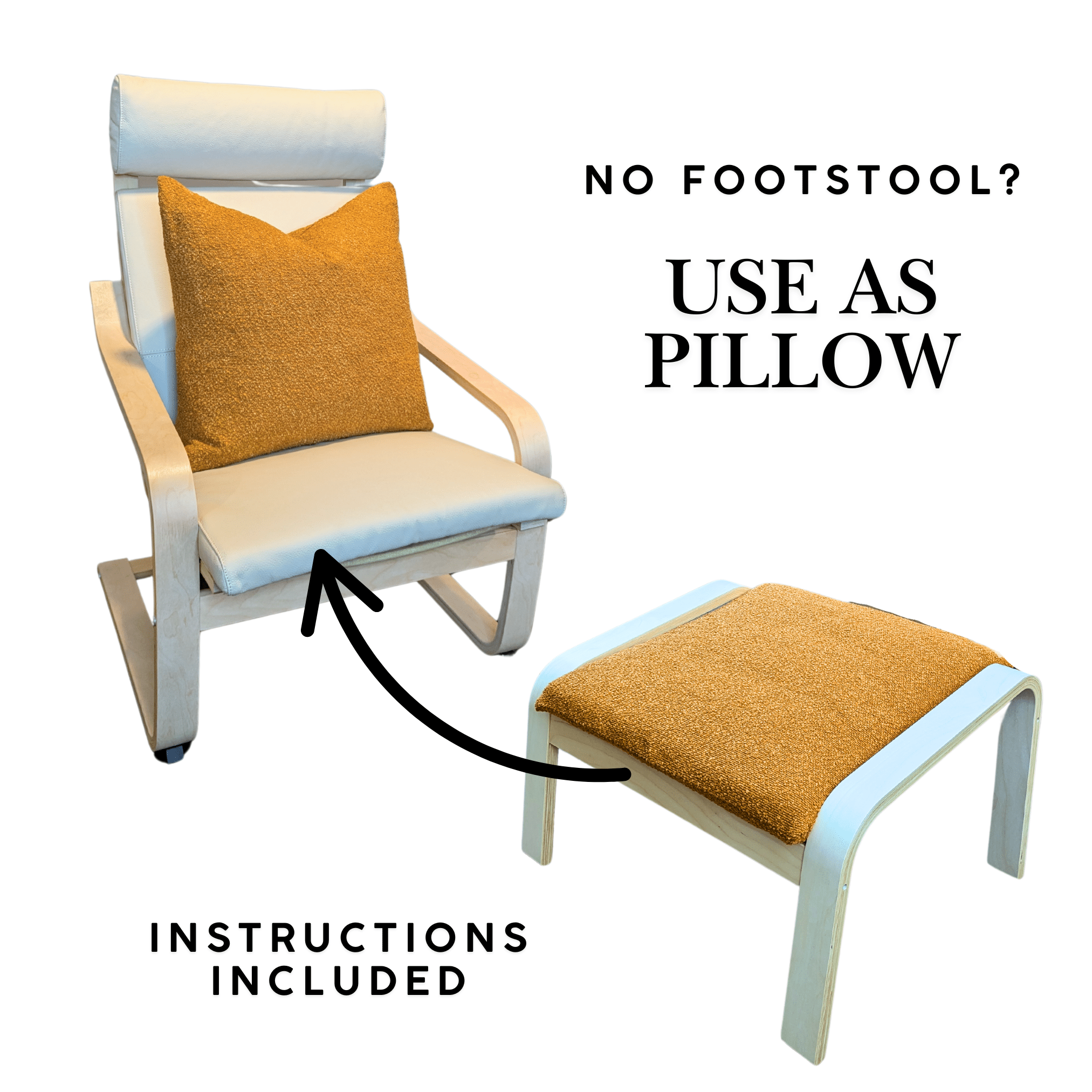 Rockin Cushions IKEA Adult Poang Boucle Sherpa Cinnamon Chair and Footstool Covers, Compatible with IKEA Poang