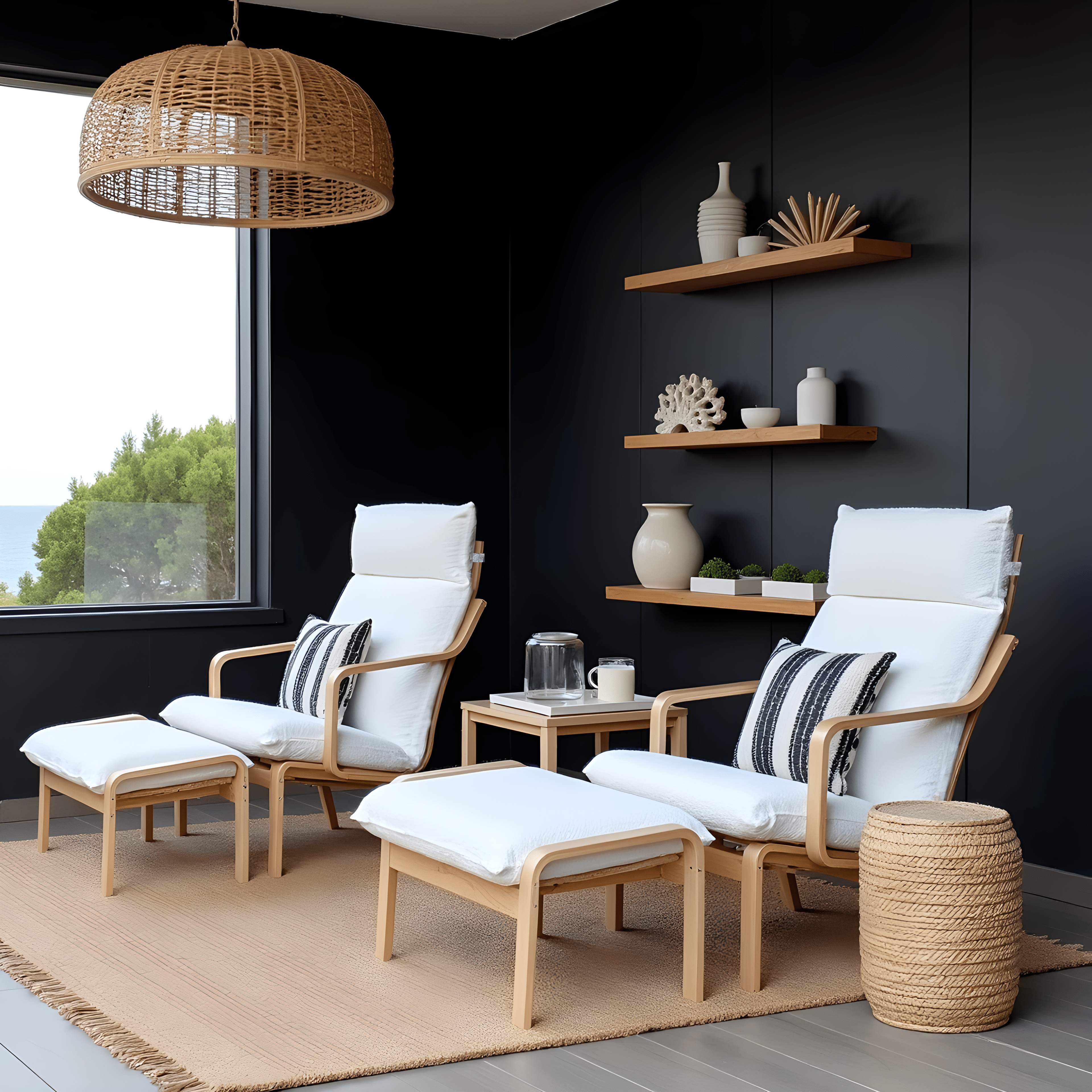 Rockin Cushions IKEA Adult Poang Boucle Sherpa Natural White Chair and Footstool Covers, Compatible with IKEA Poang