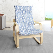 Load image into Gallery viewer, Rockin Cushions IKEA Adult Poang IKEA POANG Chair and Footstool Covers, Boho Indigo Blue Diamond Print