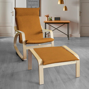 Rockin Cushions IKEA Adult Poang IKEA POÄNG Chair and Footstool Covers, Boucle Sherpa Cinnamon