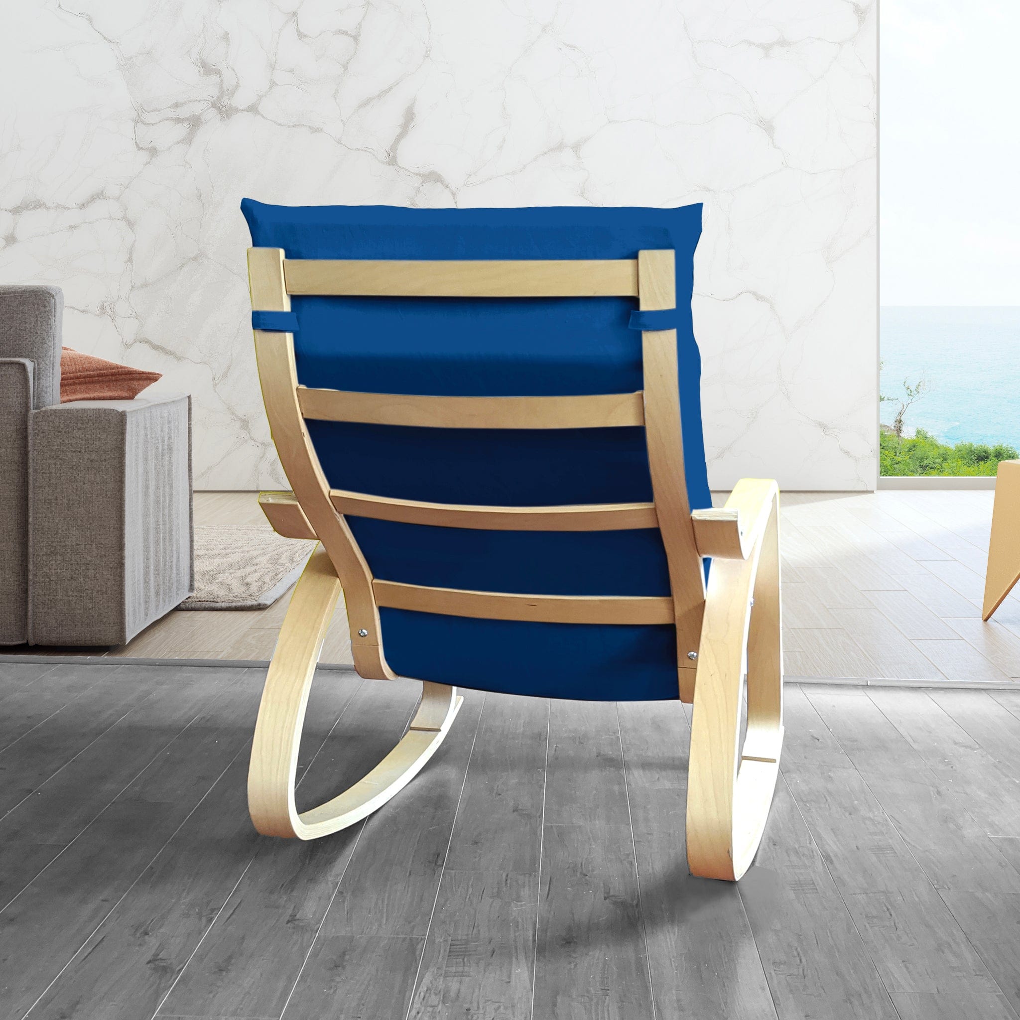 Rockin Cushions IKEA Adult Poang IKEA POÄNG Chair and Ottoman Cover, Velvet Navy Blue