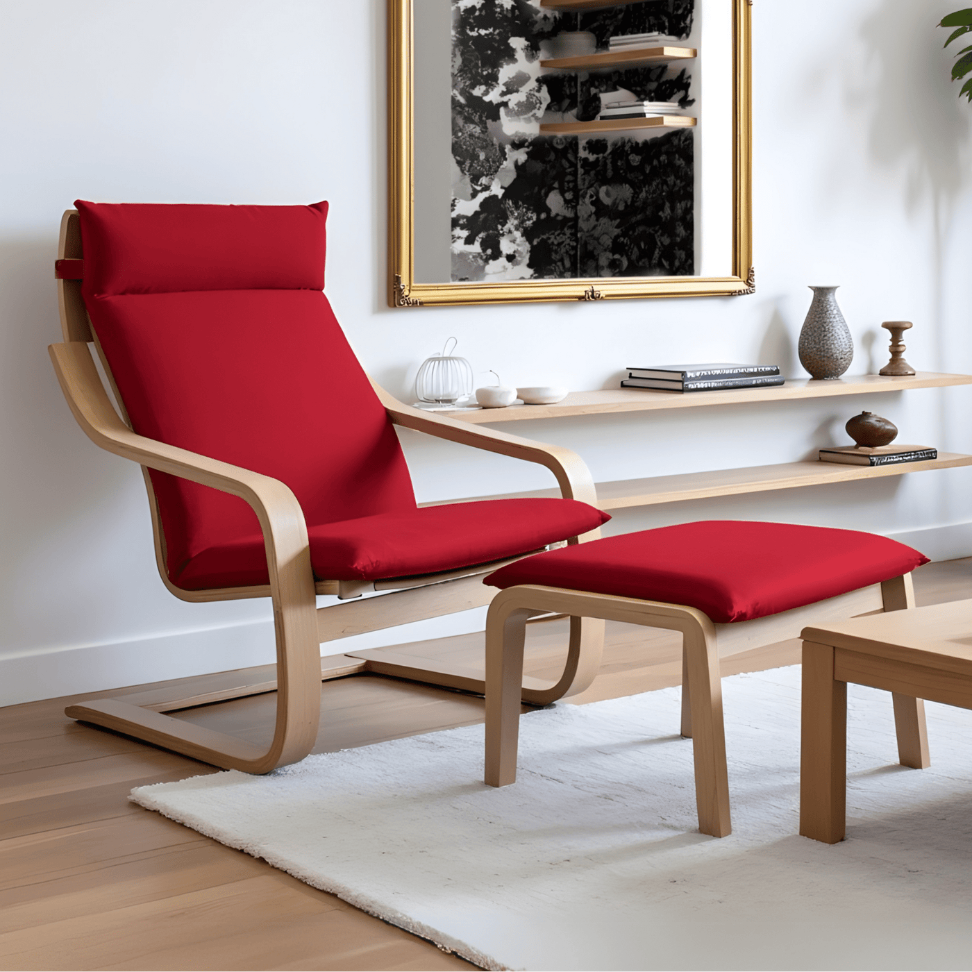 Velvet Burgundy Red Chair and Ottoman Covers, Compatible with IKEA Velvet Burgundy Red Chair and Ottoman Covers, Compatible with IKEA