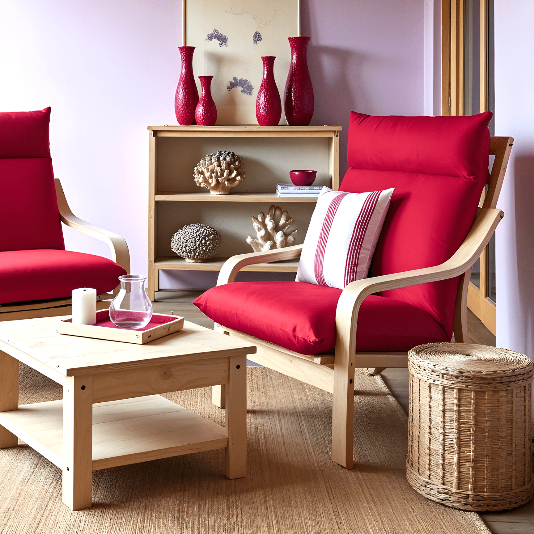 Rockin Cushions IKEA Adult Poang Velvet Burgundy Red Chair and Ottoman Covers, Compatible with IKEA Poang