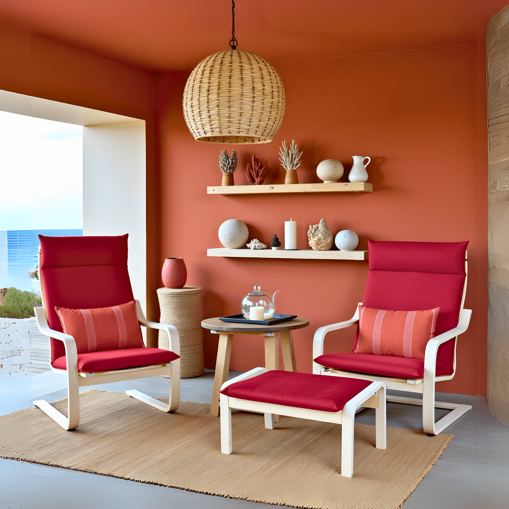 Rockin Cushions IKEA Adult Poang Velvet Burgundy Red Chair and Ottoman Covers, Compatible with IKEA Poang