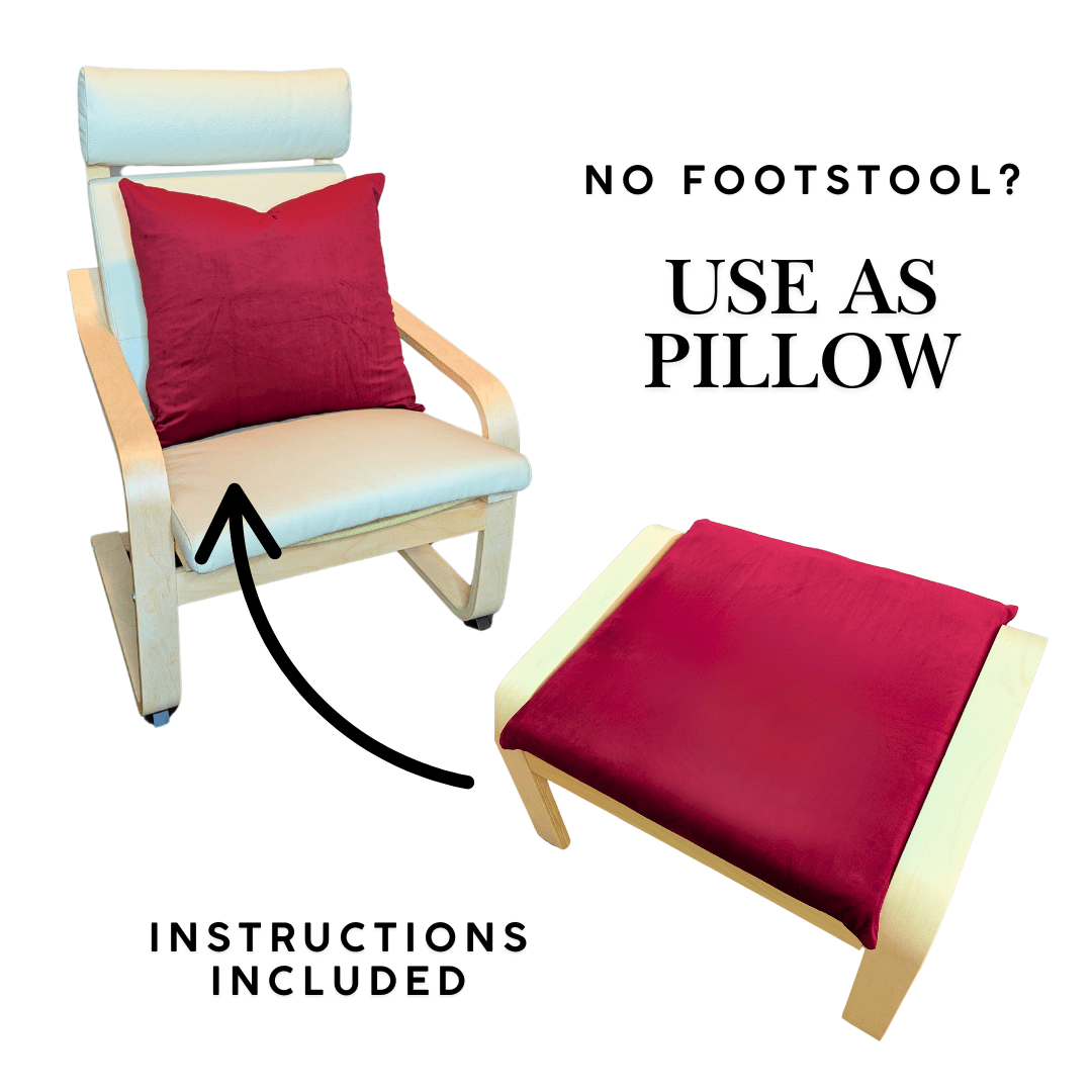 Rockin Cushions IKEA Adult Poang Velvet Burgundy Red Chair and Ottoman Covers, Compatible with IKEA Poang