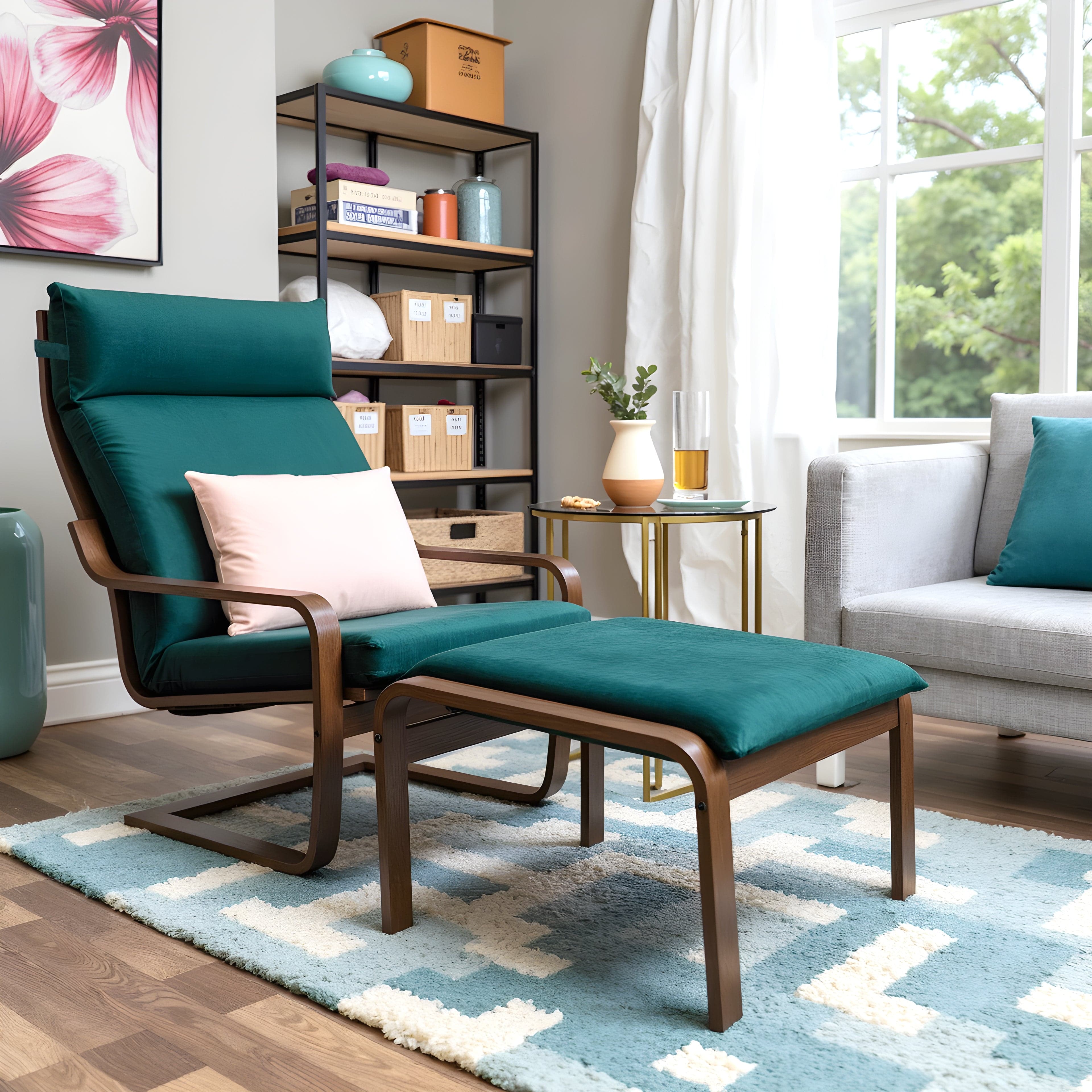 Rockin Cushions IKEA Adult Poang Velvet Forest Green Chair and Ottoman Covers, Compatible with IKEA Poang