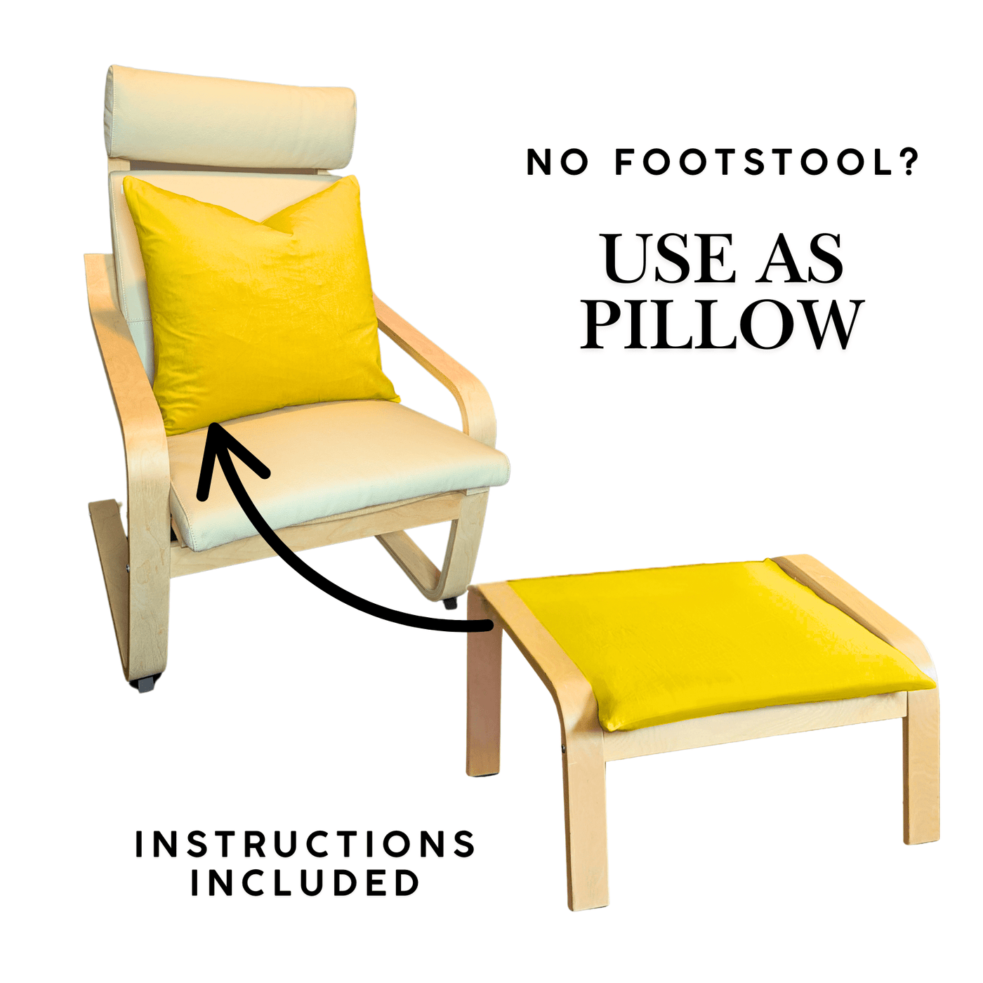 Yellow Velvet IKEA Poäng Slipcover | Chair & Footstool Set Yellow Velvet IKEA Poäng Slipcover | Chair & Footstool Set