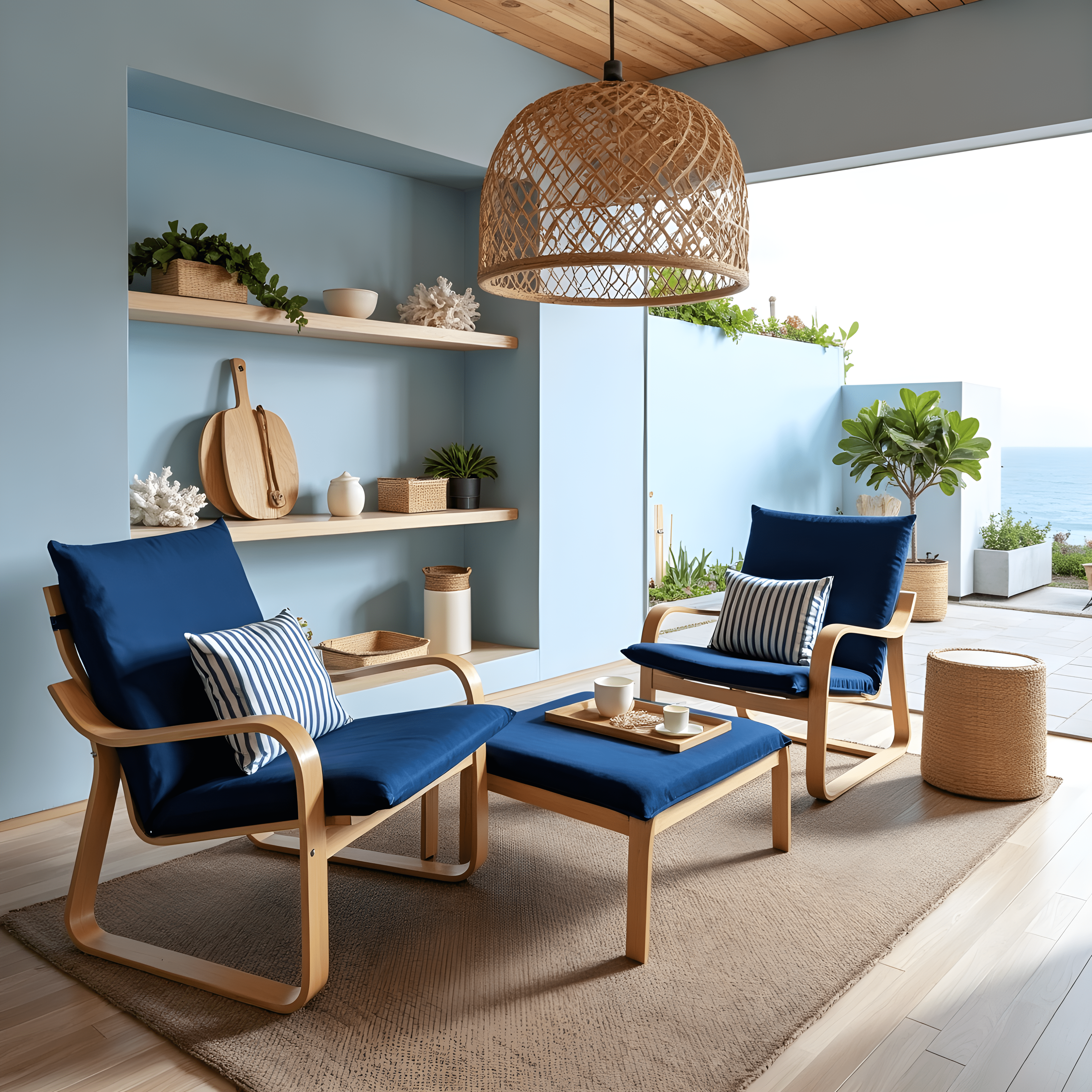 Rockin Cushions IKEA Adult Poang Velvet Navy Blue Chair and Ottoman Covers, Compatible with IKEA Poang