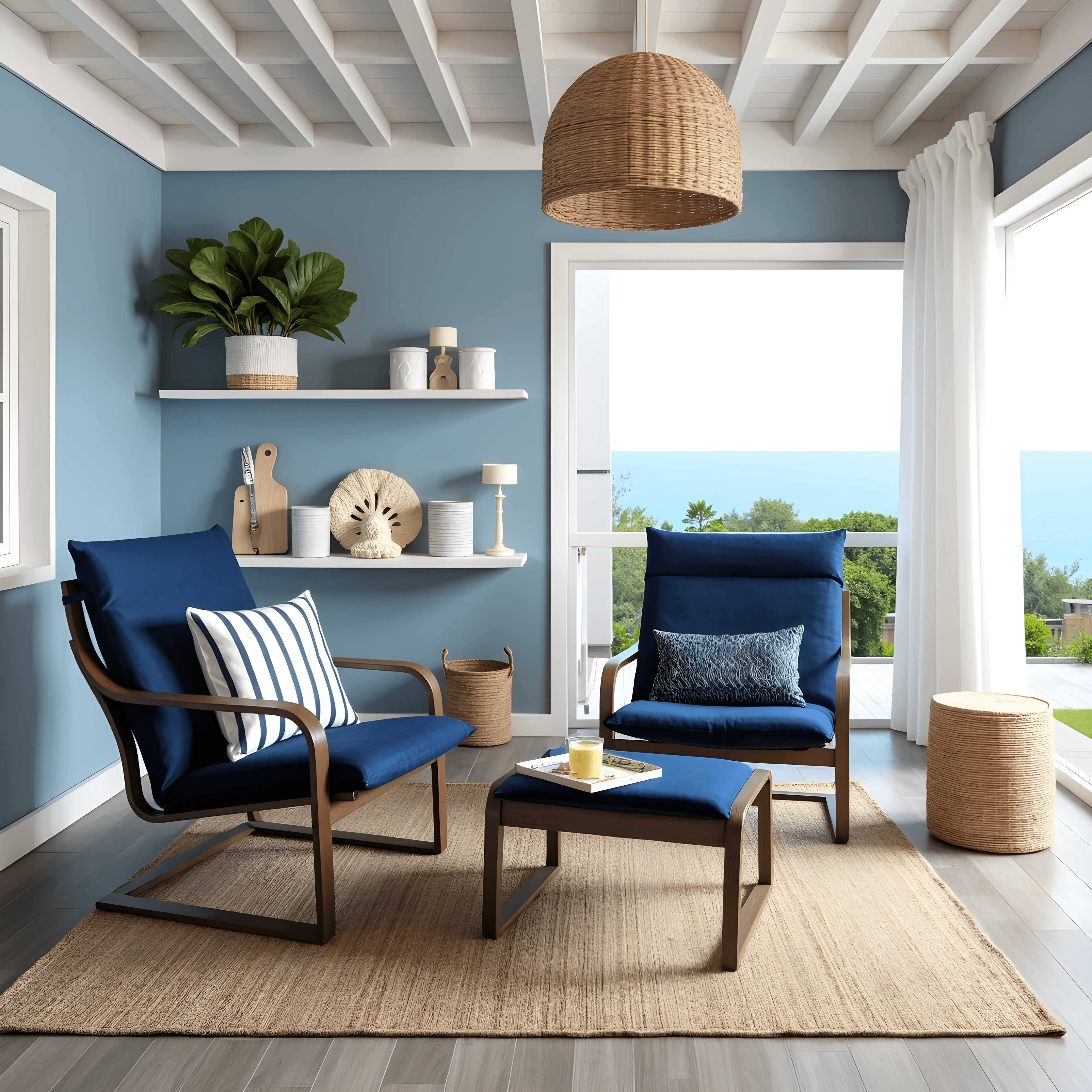 Rockin Cushions IKEA Adult Poang Velvet Navy Blue Chair and Ottoman Covers, Compatible with IKEA Poang