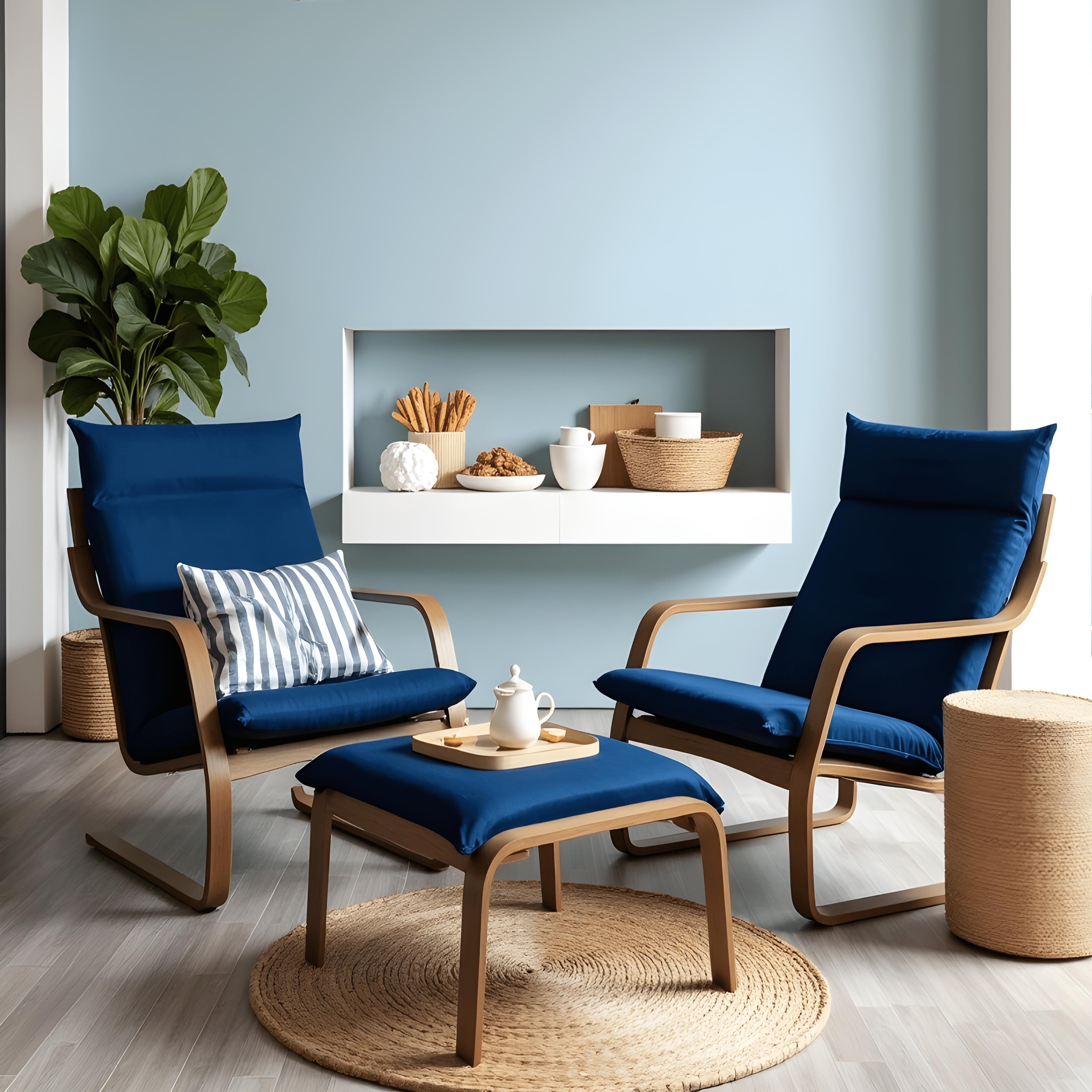 Rockin Cushions IKEA Adult Poang Velvet Navy Blue Chair and Ottoman Covers, Compatible with IKEA Poang