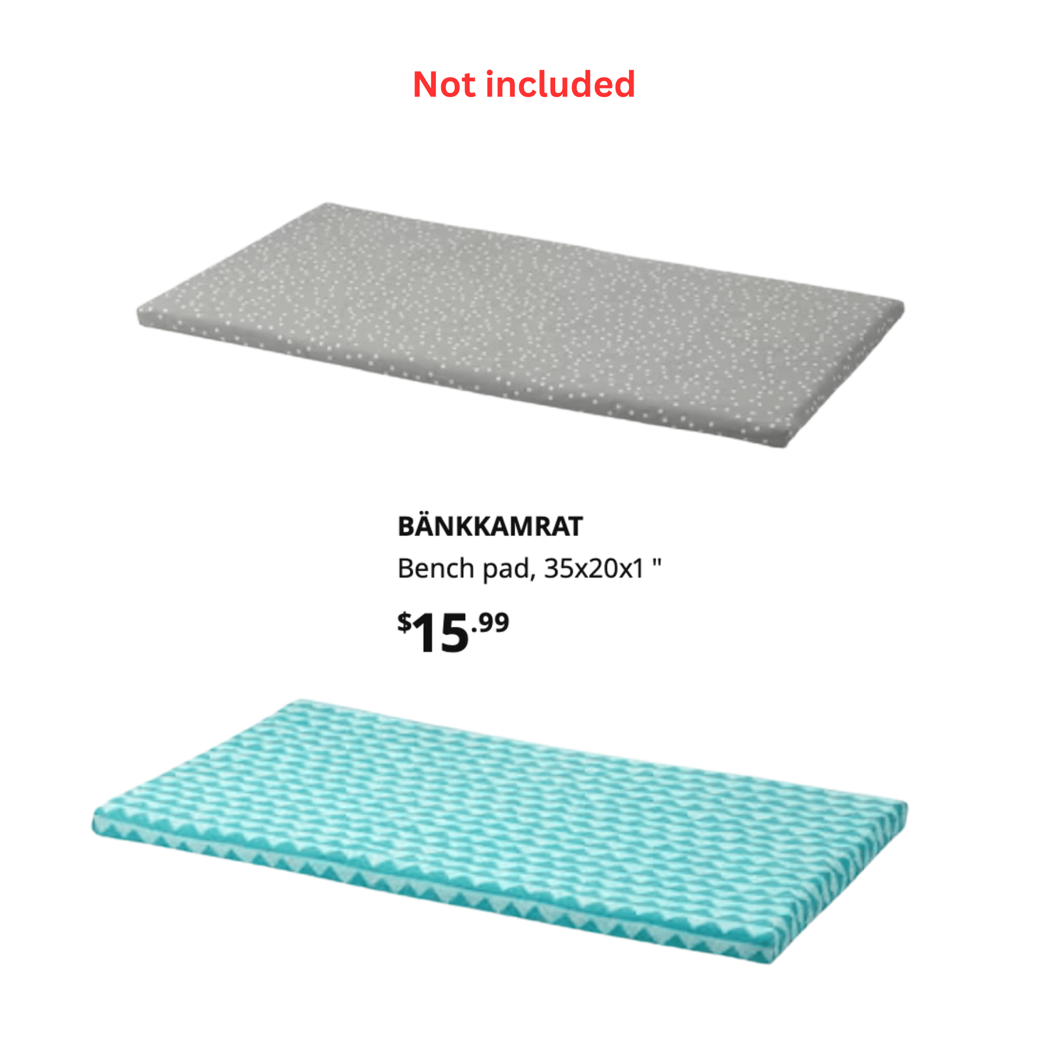 Rockin Cushions IKEA Bench Pad Bench Pad Slipcovers for IKEA Bankkamrat / Hemmahos / Stuva — Bulk Clearance Lot, 60 Units