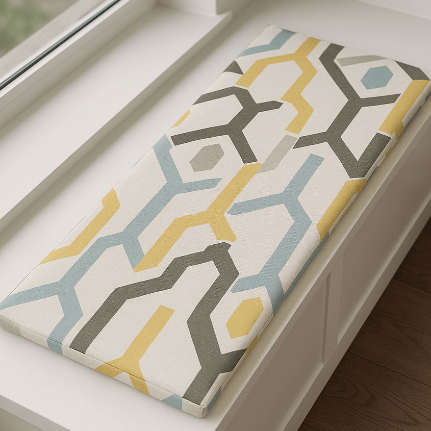 Rockin Cushions IKEA Bench Pad SALE  Beige-Gray Geometric Pattern IKEA Bench Pad Slipcover