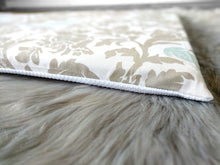 Load image into Gallery viewer, Rockin Cushions IKEA Bench Pad SALE IKEA Bankkamrat, Hemmahos, Stuva Bench Pad Cover Beige Blue Floral Cockatoo Bench Pad Cover