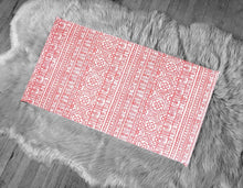 Load image into Gallery viewer, Rockin Cushions IKEA Bench Pad SALE IKEA Bankkamrat, Hemmahos, Stuva Bench Pad Cover  Coral Pink Tribal Pattern