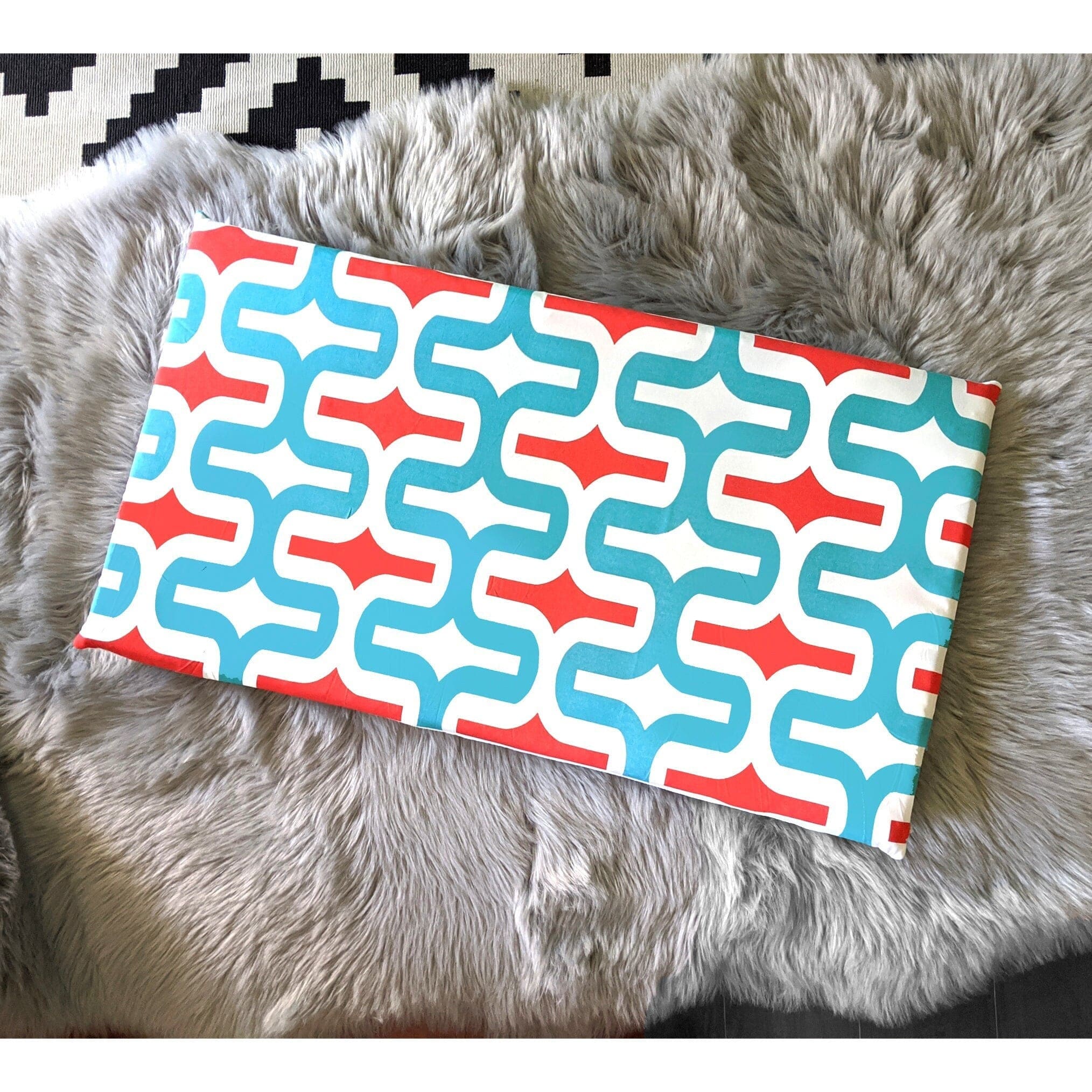 Rockin Cushions IKEA Bench Pad SALE IKEA Bankkamrat, Hemmahos, Stuva Bench Pad Cover  Geometric Pattern, Turquoise Blue Red