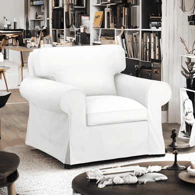 Rockin Cushions IKEA Ektorp Sofa IKEA EKTORP Armchair Slip Cover, Solid White